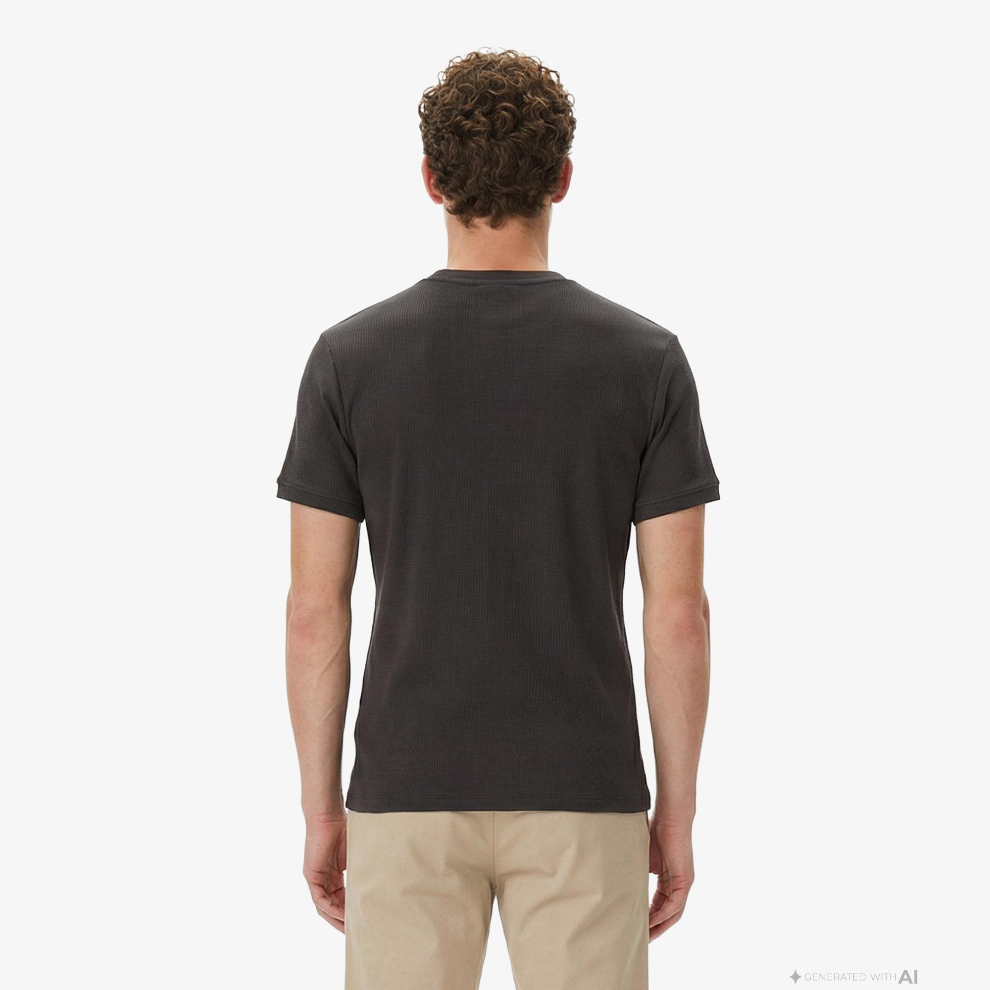 Calvin Klein Slim Micro Waffle Crewnk Erkek Gri T-Shirt