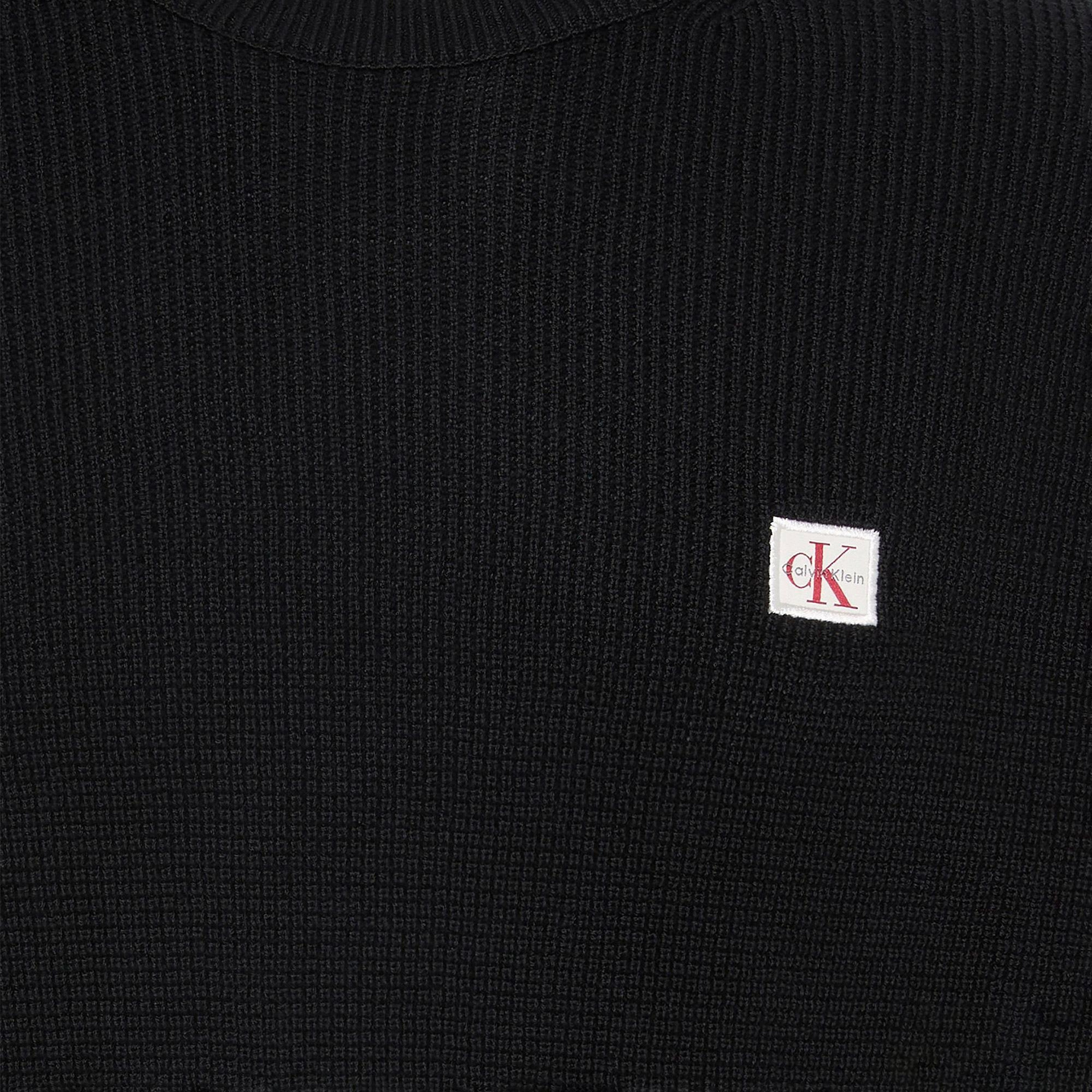 Calvin Klein Cotton Waffle Erkek Siyah Triko