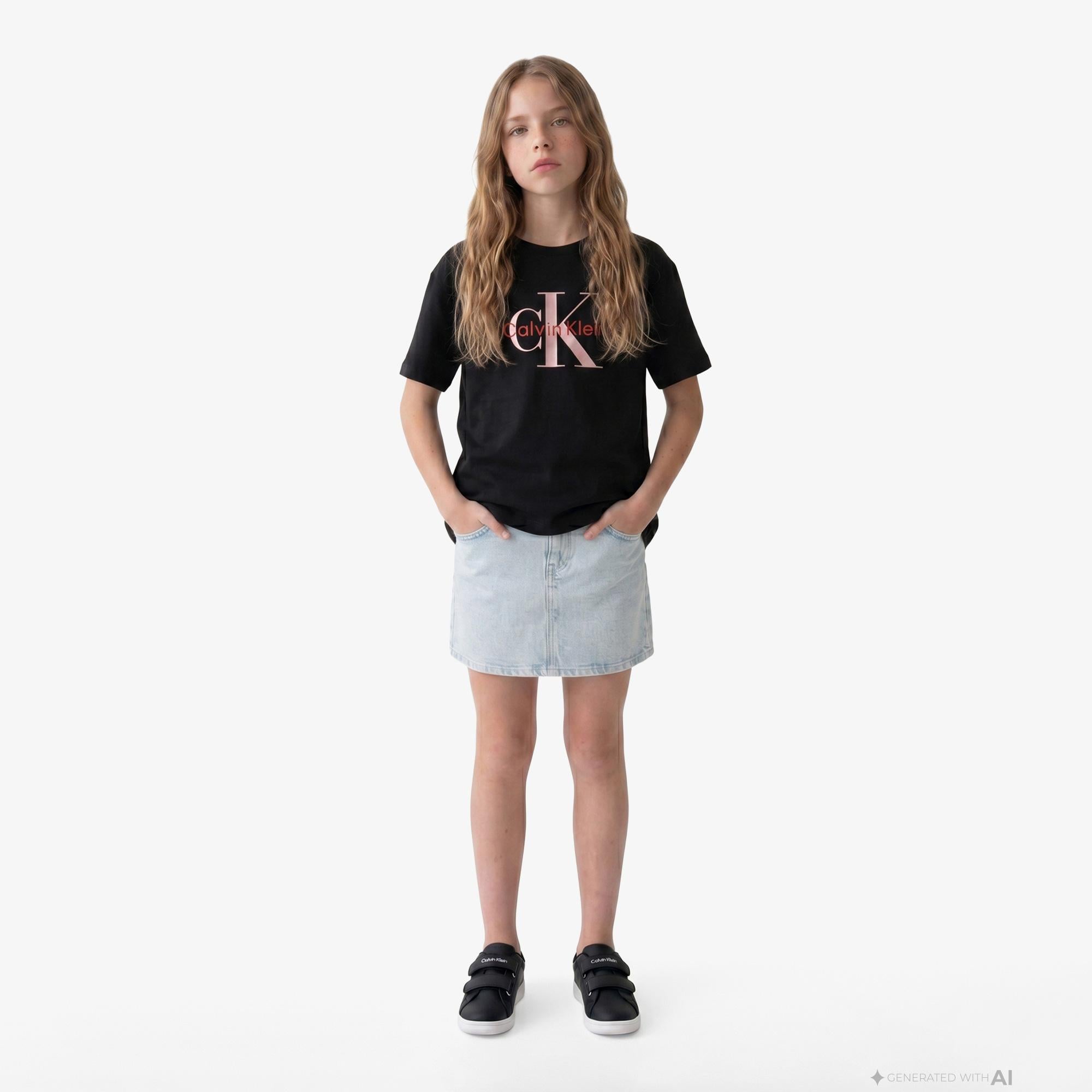 Calvin Klein Seasonal Monologo Çocuk Siyah T-Shirt