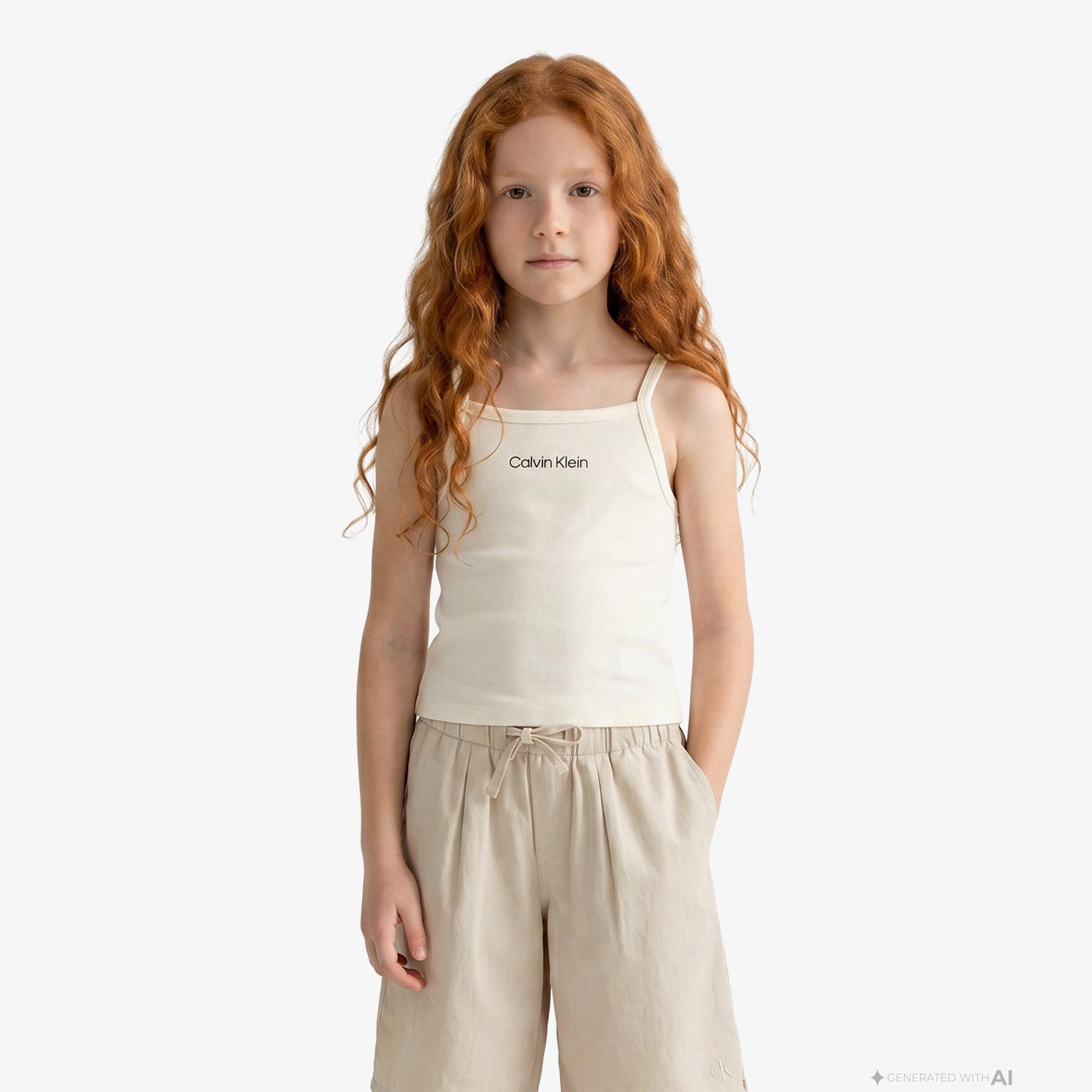 Calvin Klein Punto Strap Çocuk Beyaz T-Shirt
