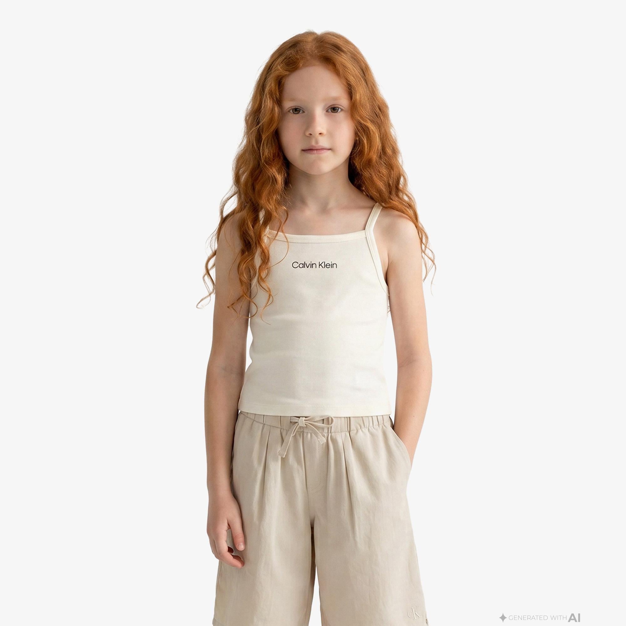 Calvin Klein Punto Strap Çocuk Beyaz T-Shirt