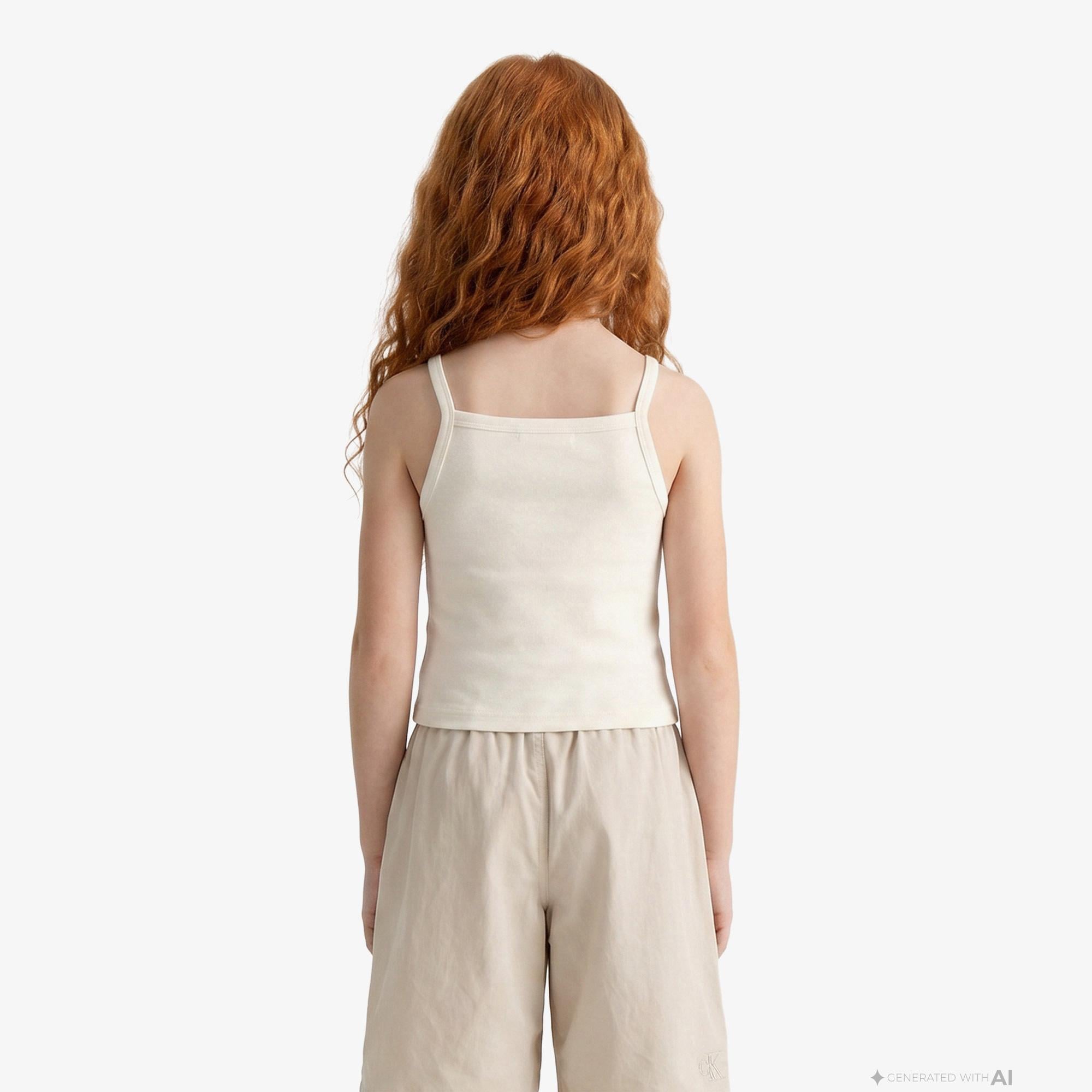 Calvin Klein Punto Strap Çocuk Beyaz T-Shirt