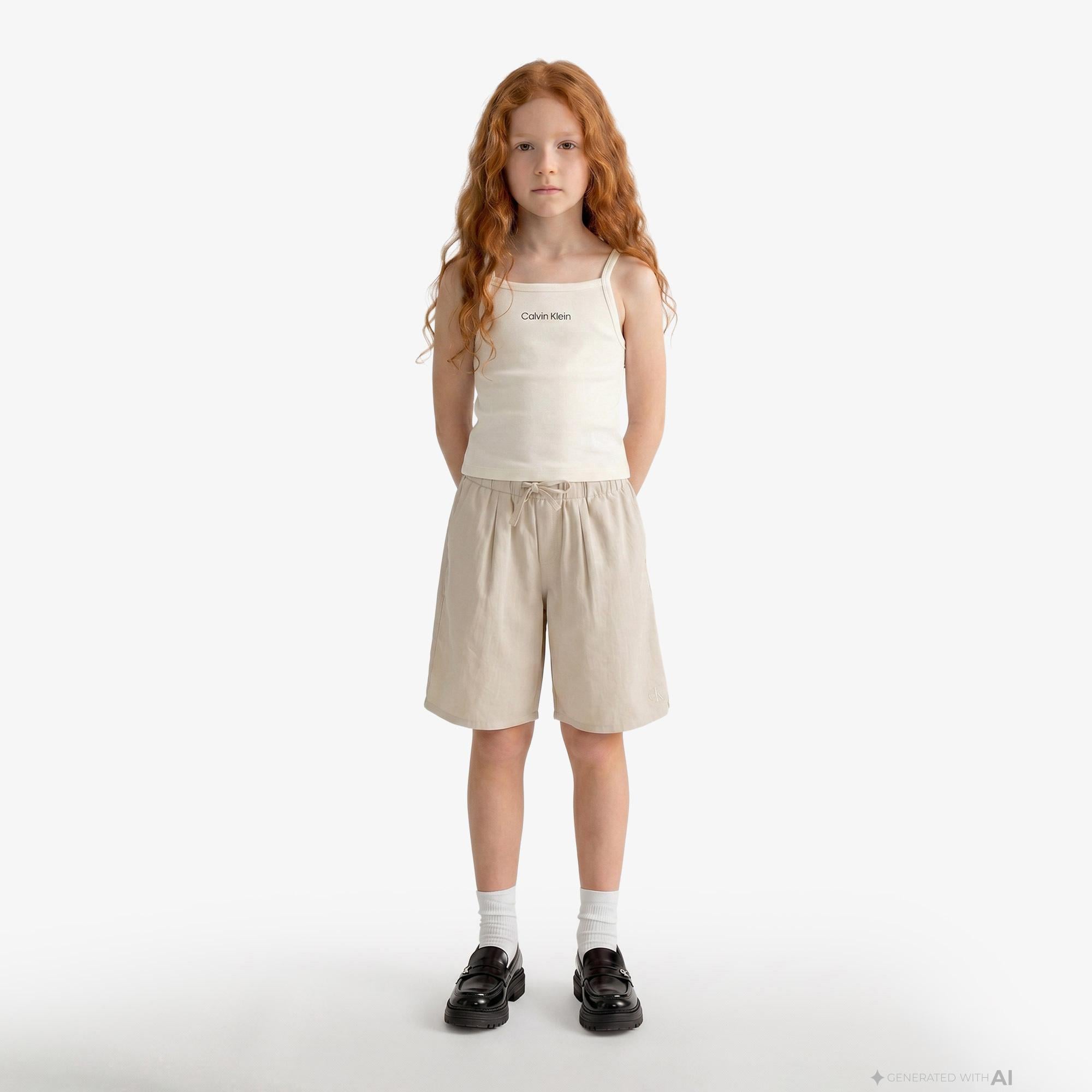 Calvin Klein Punto Strap Çocuk Beyaz T-Shirt