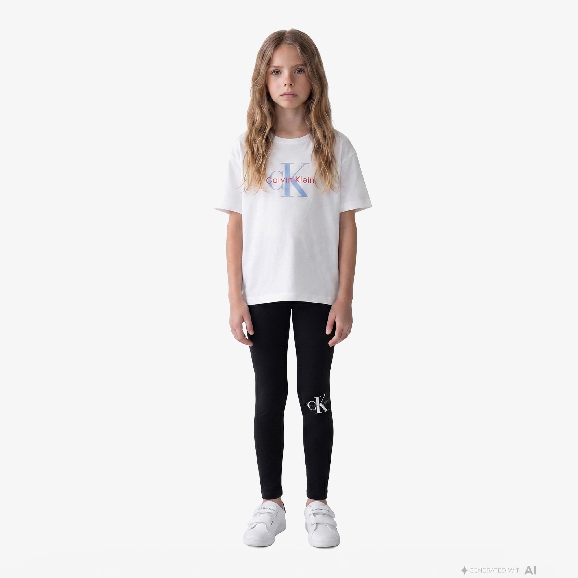 Calvin Klein Seasonal Monologo Çocuk Beyaz T-Shirt