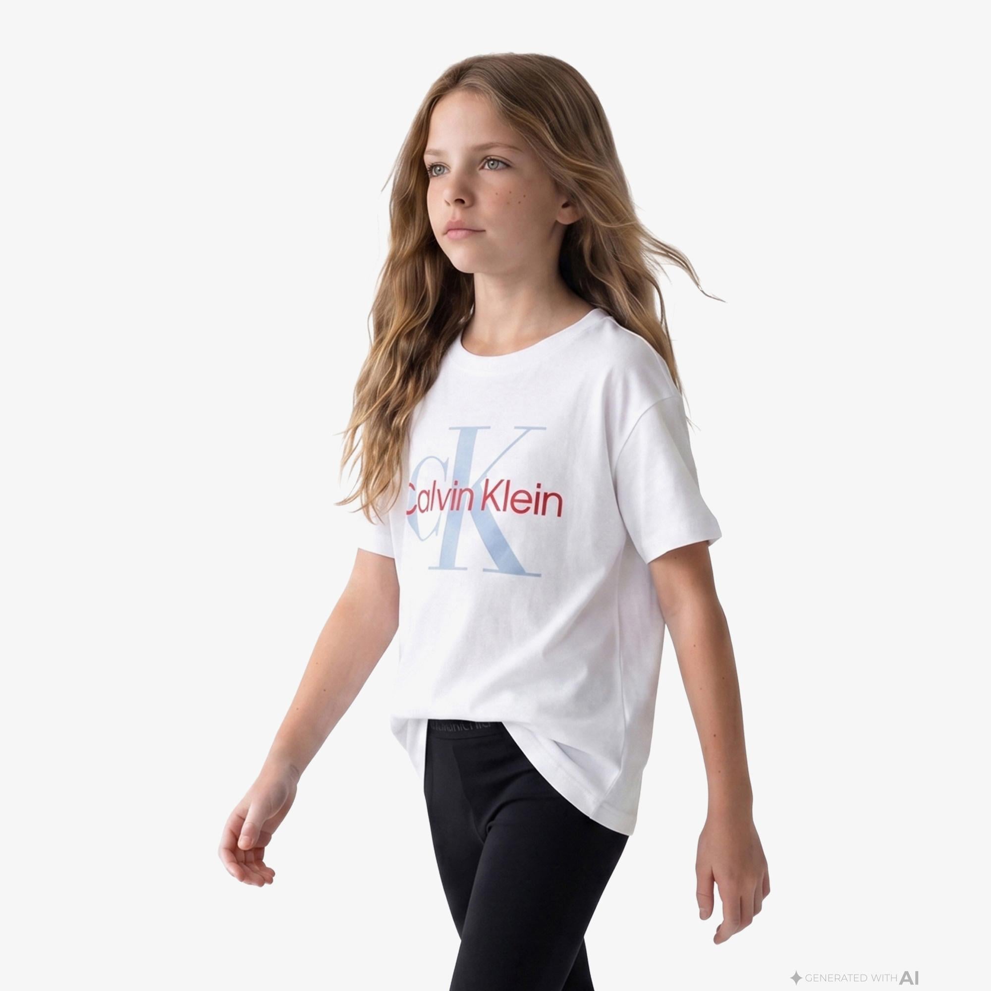 Calvin Klein Seasonal Monologo Çocuk Beyaz T-Shirt