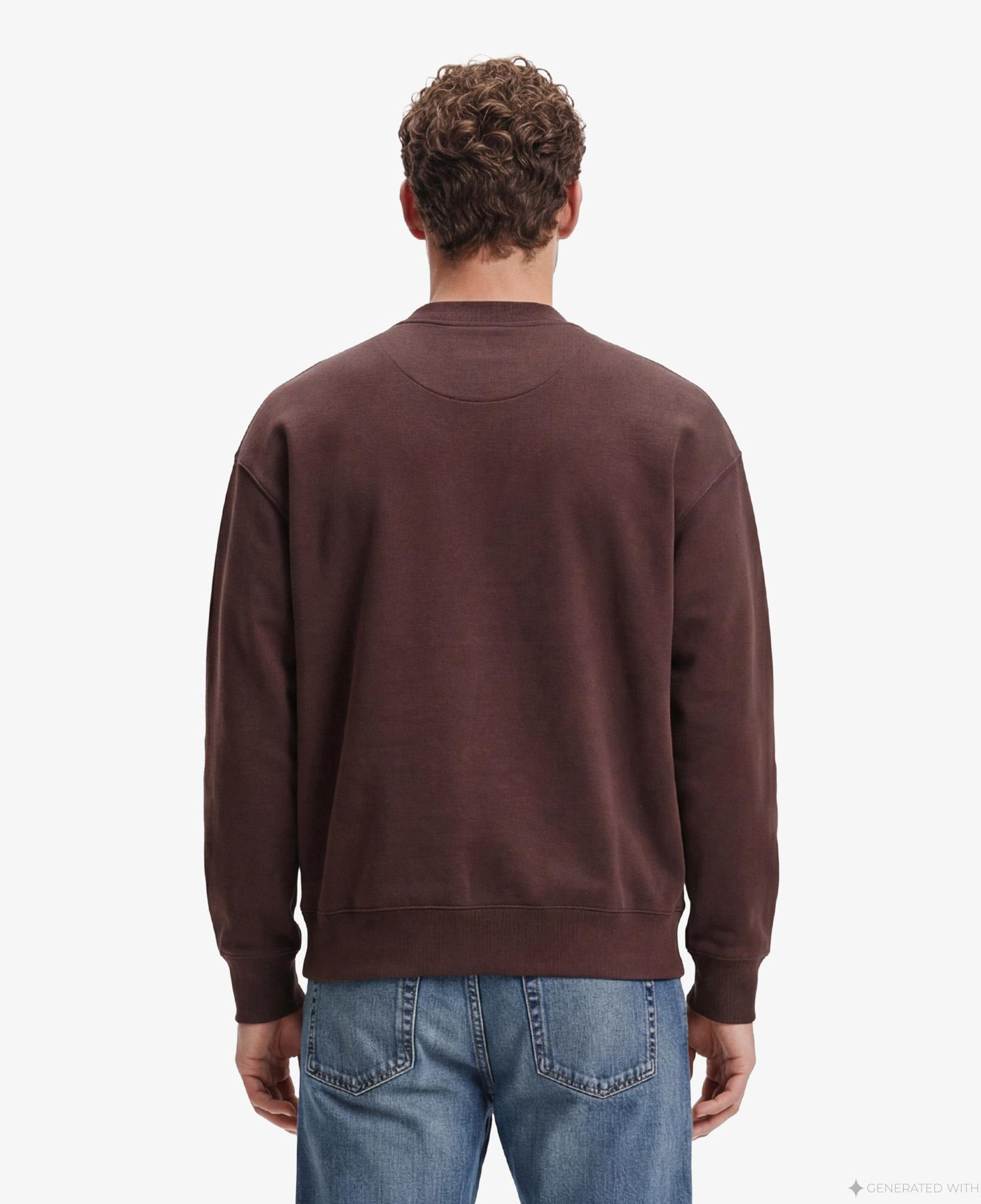 Calvin Klein Premium Terry Monologo Erkek Kahverengi Sweatshirt