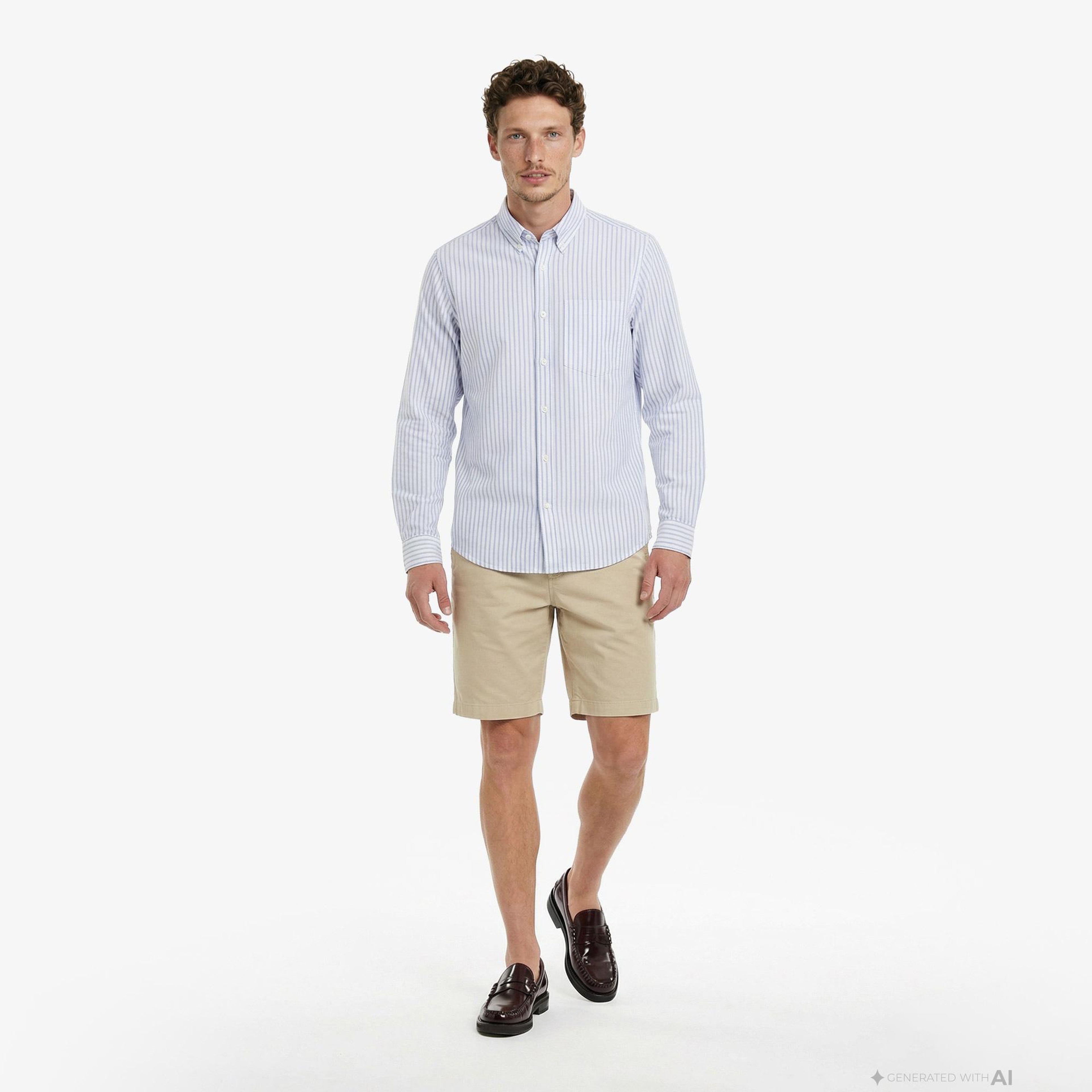Calvin Klein Stripe Oxford Classic Erkek Mavi Gömlek