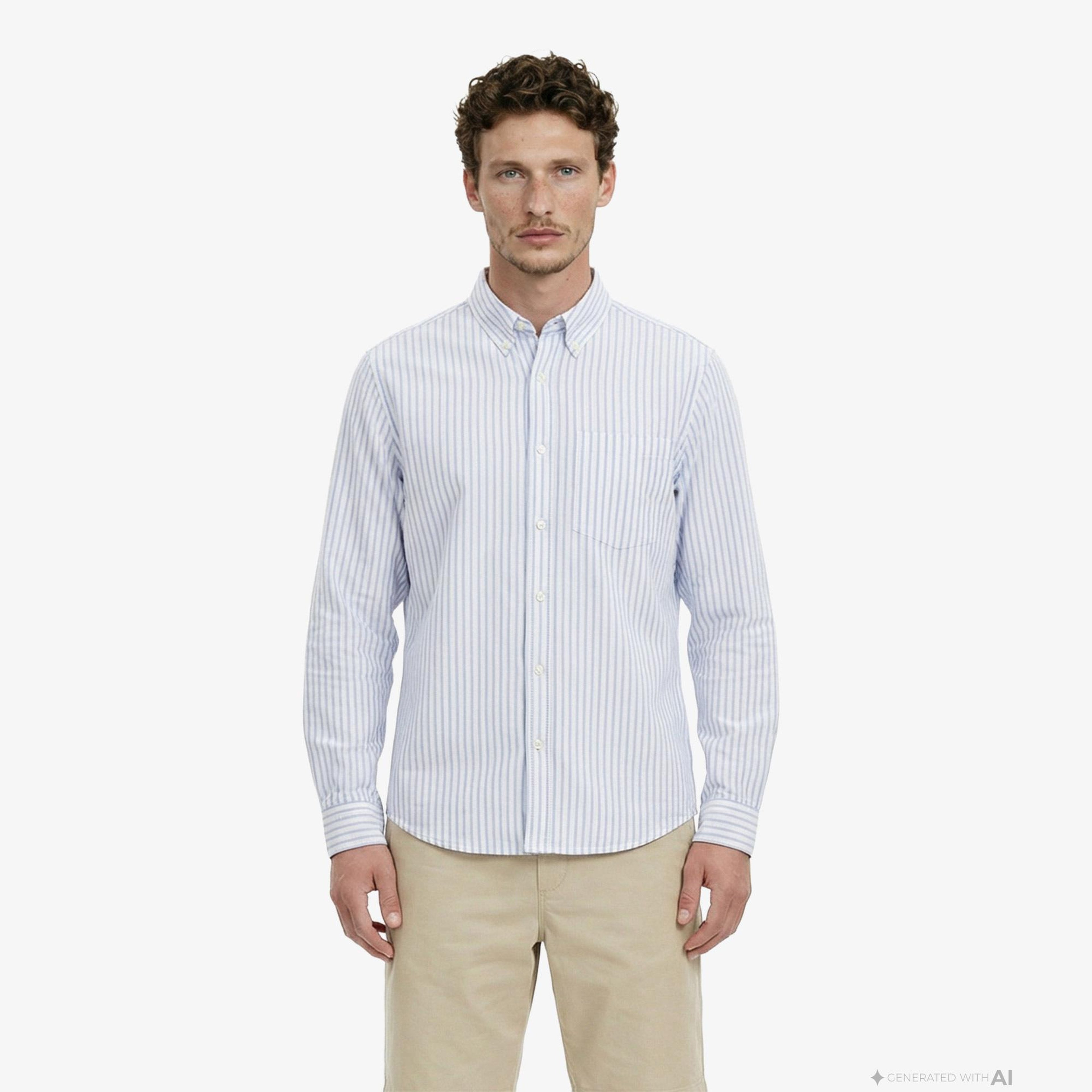 Calvin Klein Stripe Oxford Classic Erkek Mavi Gömlek