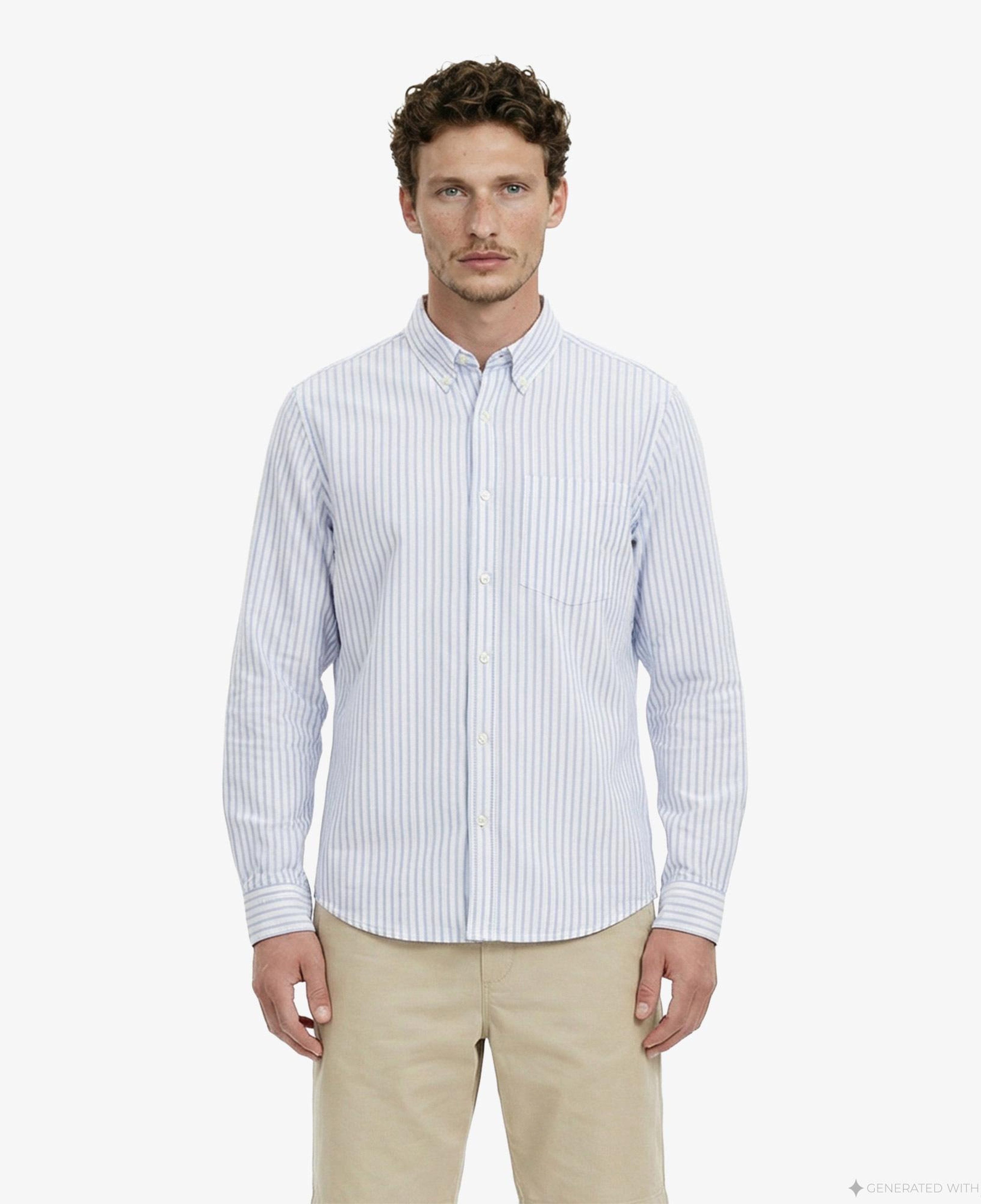 Calvin Klein Stripe Oxford Classic Erkek Mavi Gömlek