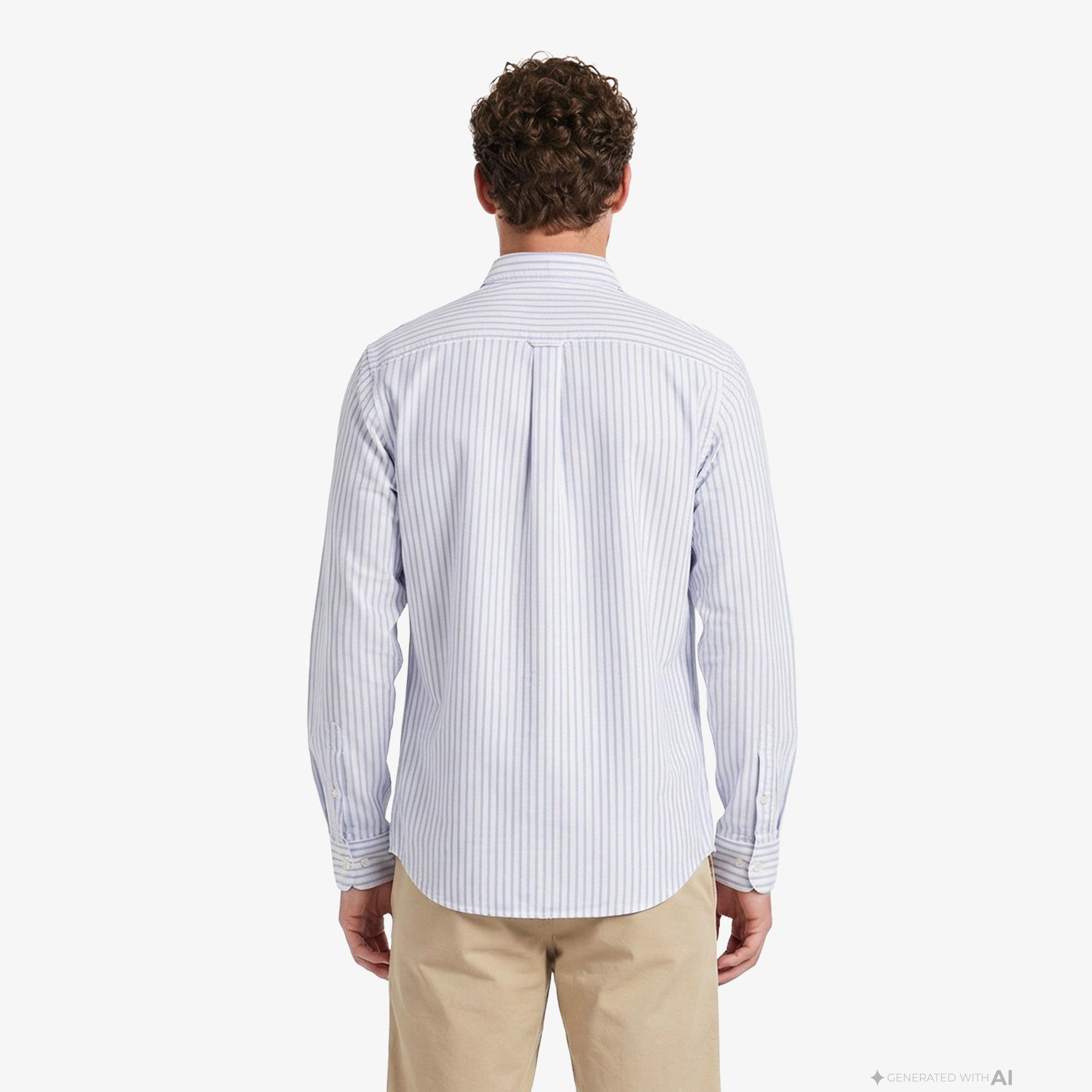 Calvin Klein Stripe Oxford Classic Erkek Mavi Gömlek