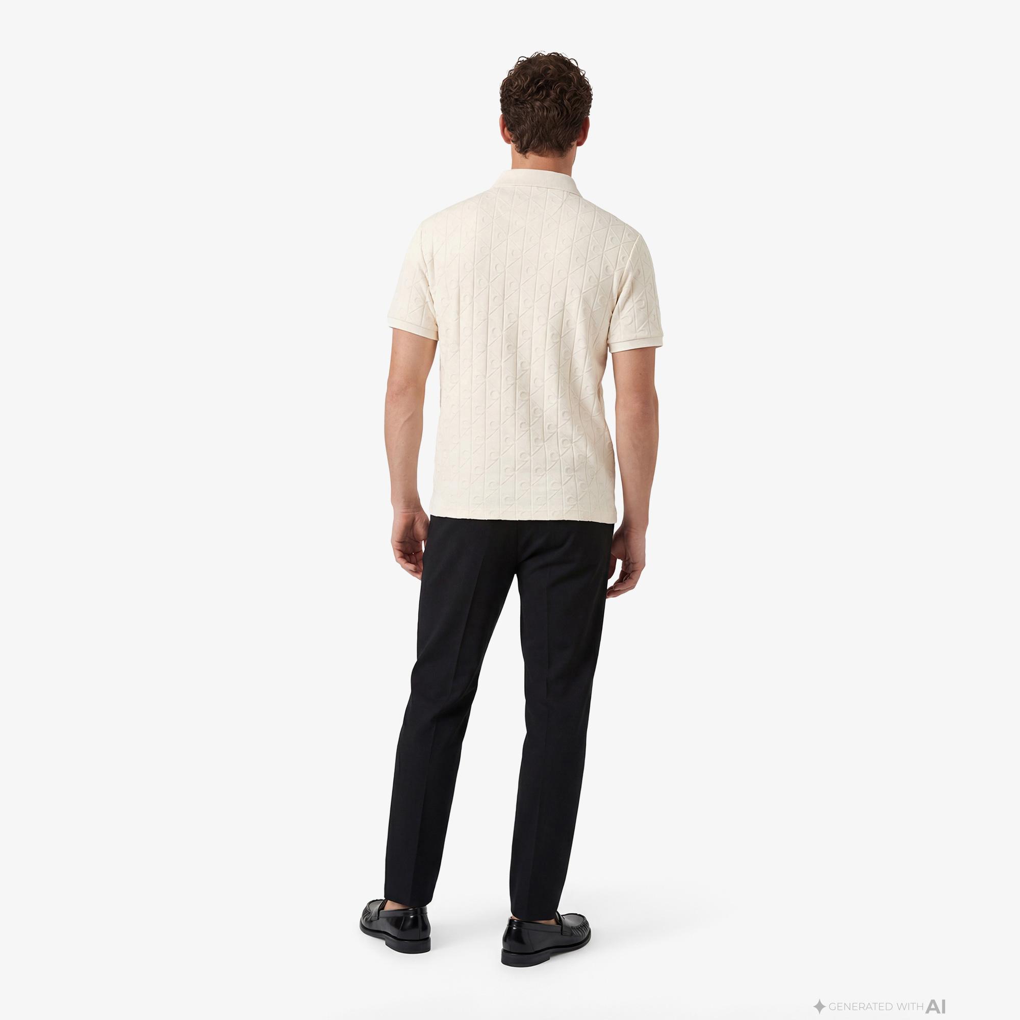 Calvin Klein Mercerized Emblem Jacquar Erkek Beyaz Polo