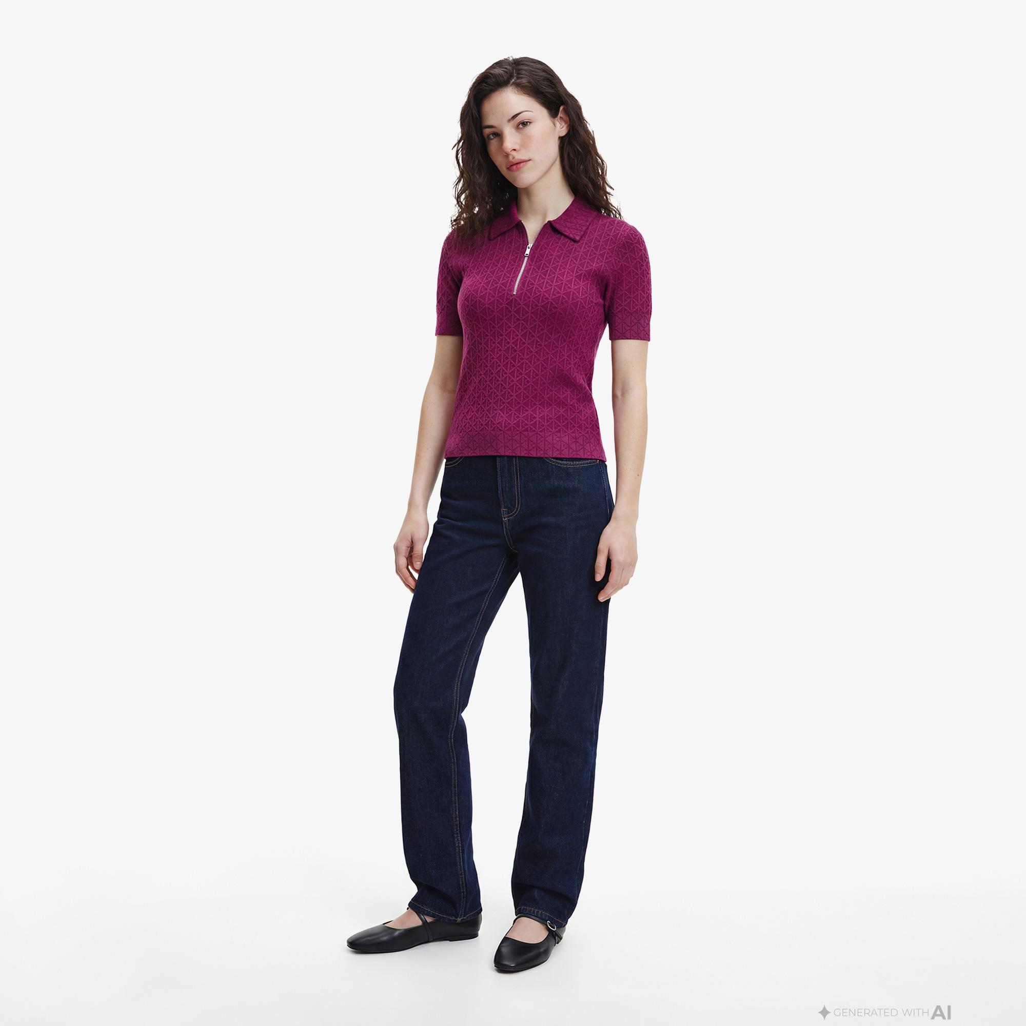 Calvin Klein Textured Kadın Mor Polo