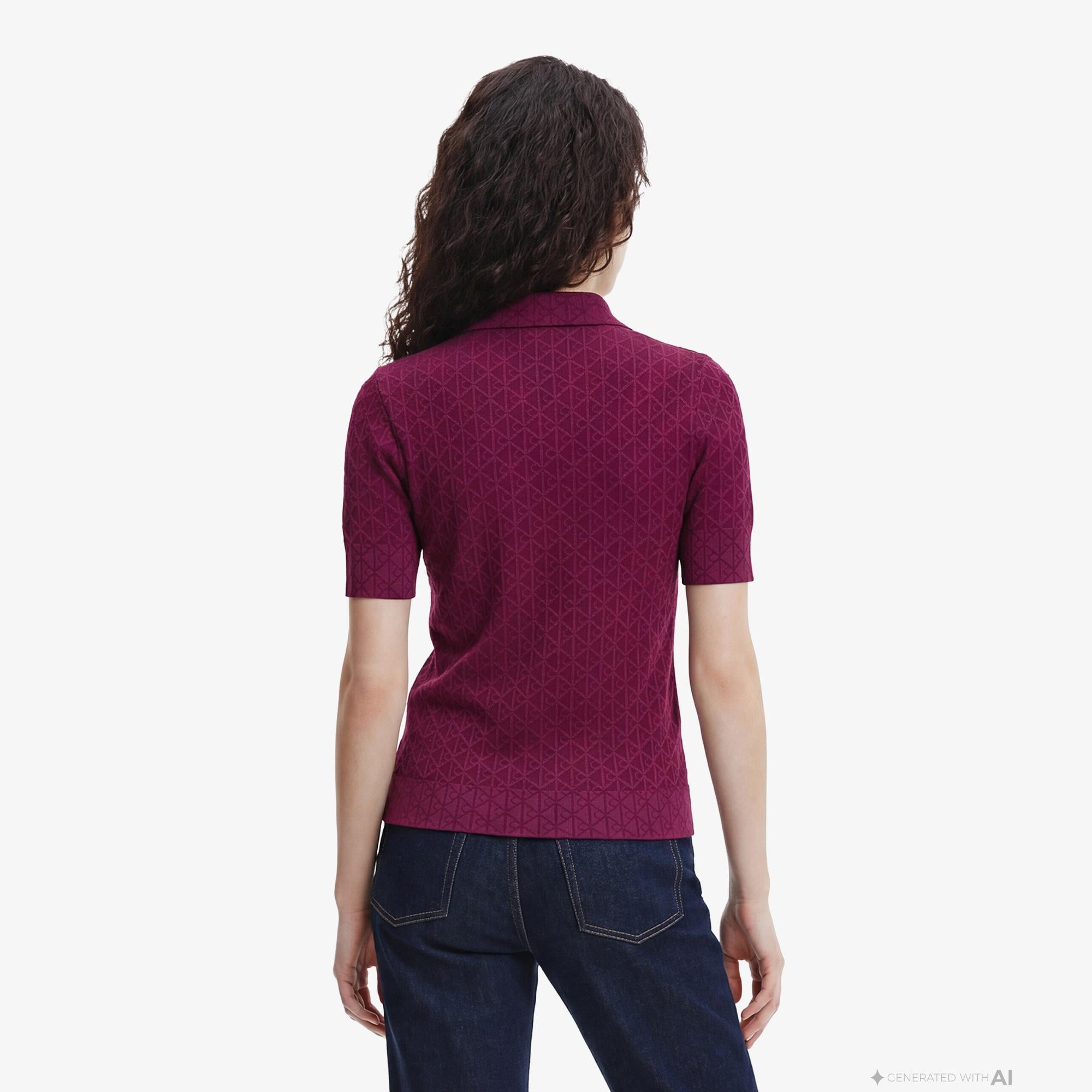 Calvin Klein Textured Kadın Mor Polo