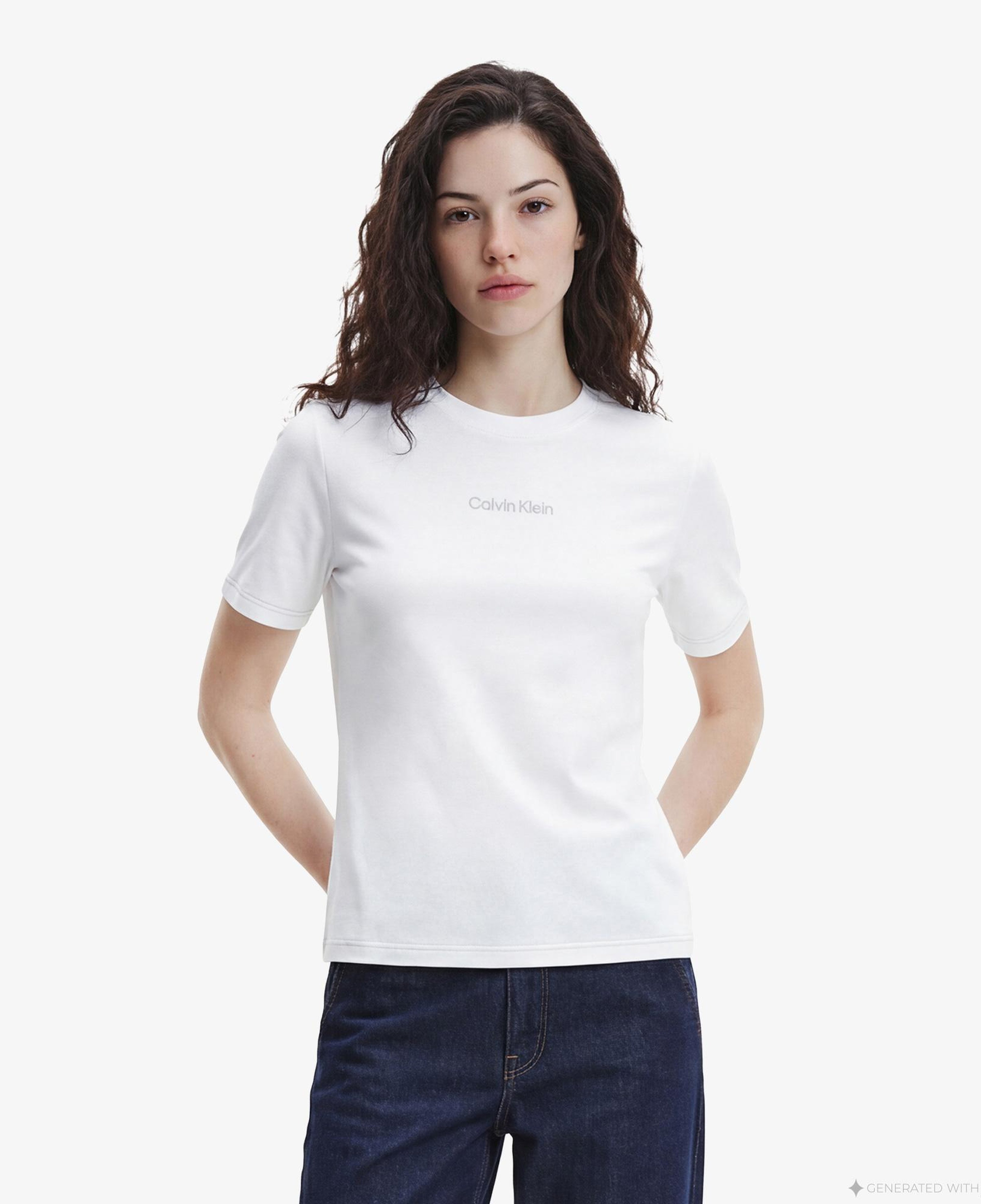Calvin Klein Classic 20S Logo Grap Kadın Beyaz T-Shirt