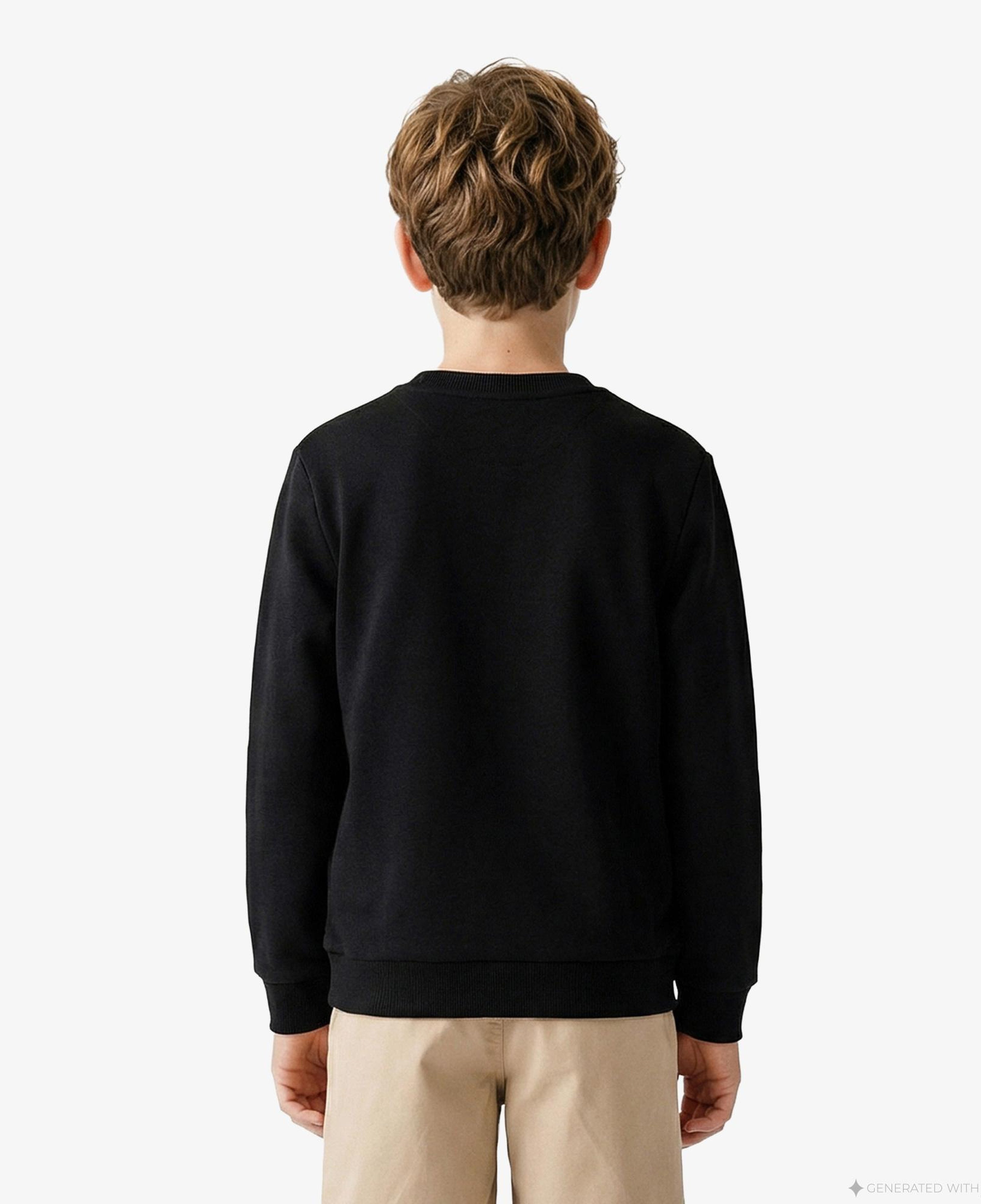 Çocuk Bisiklet Yaka Siyah Sweatshirt