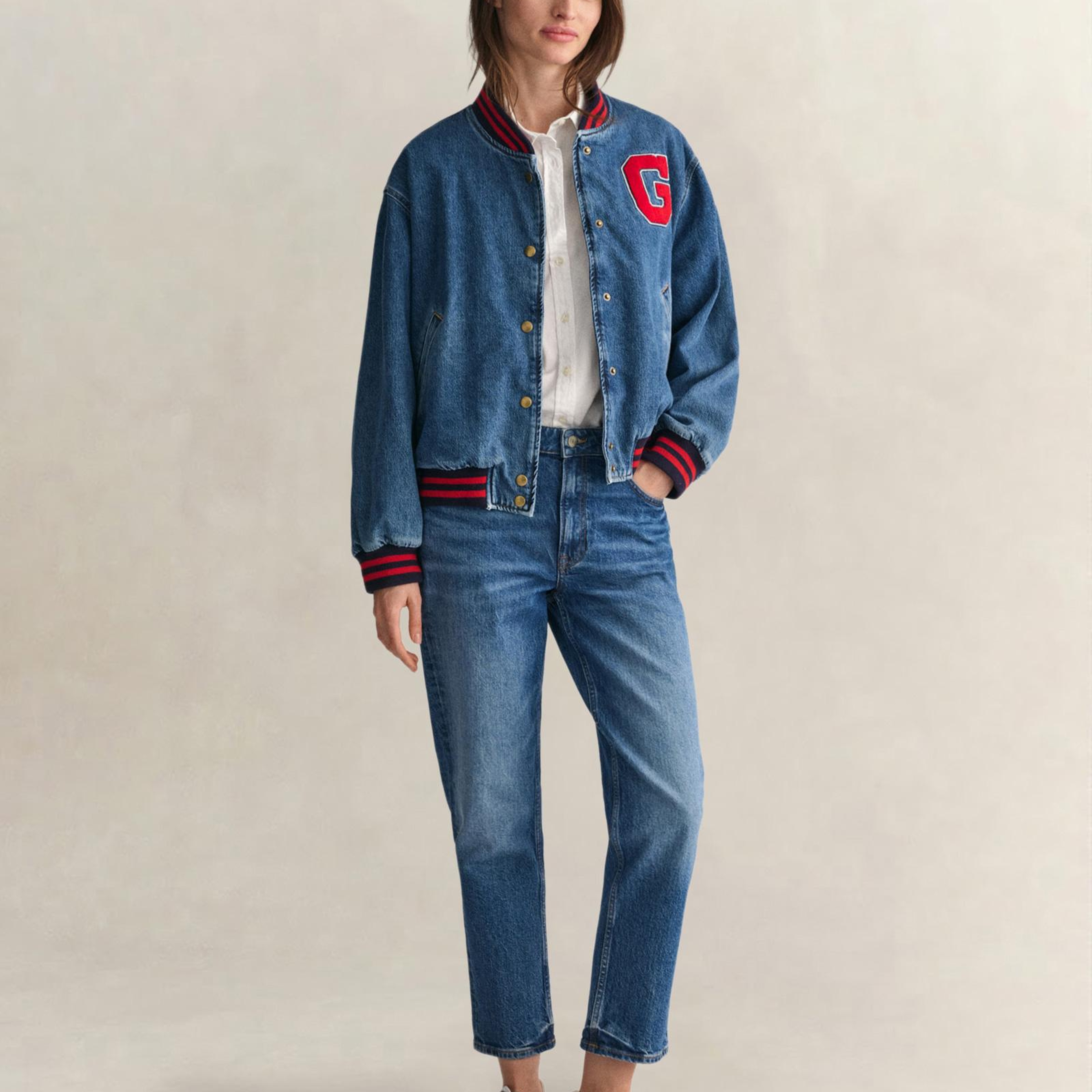 GANT Kadın Beyaz Slim Fit Klasik Yaka Oxford Gömlek