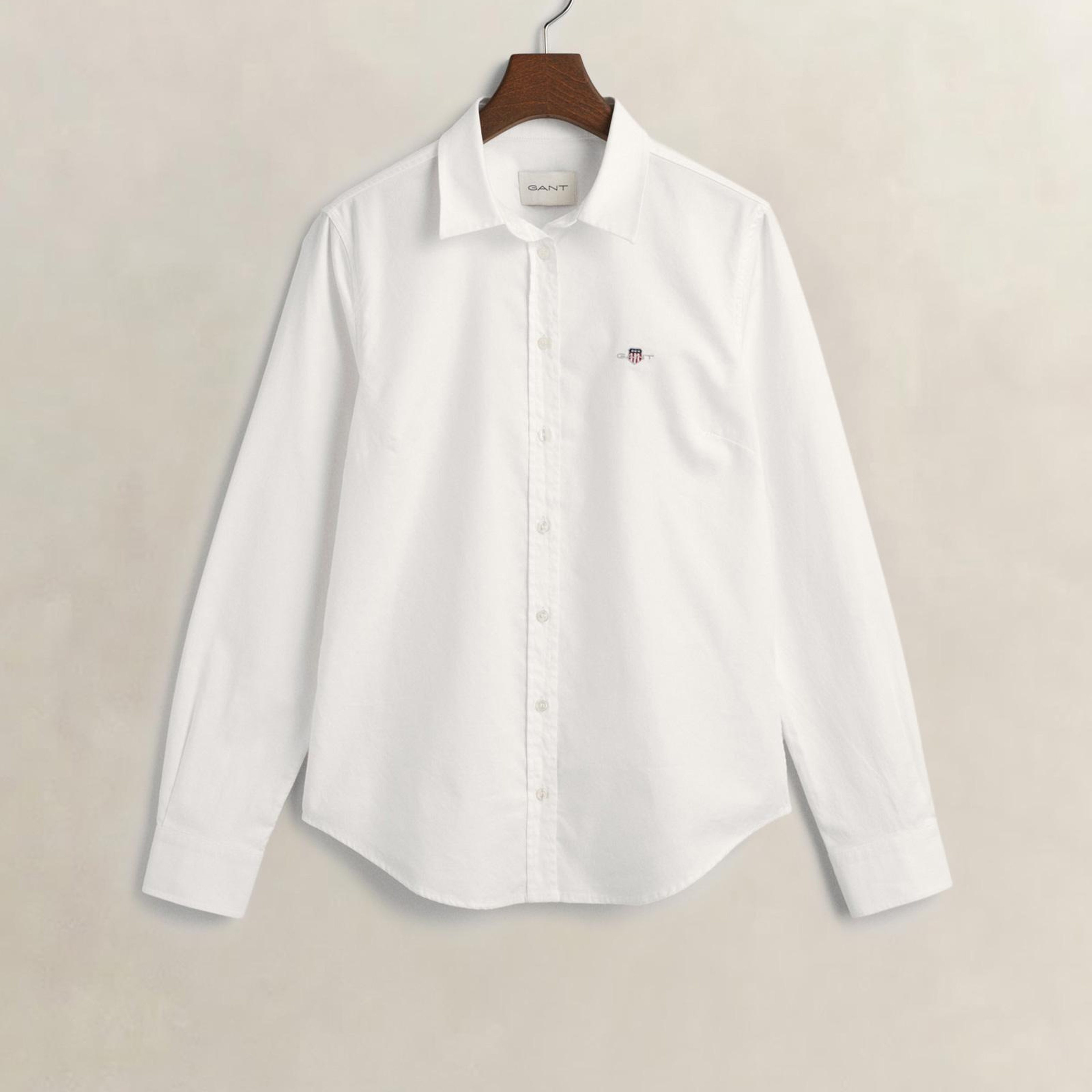 GANT Kadın Beyaz Slim Fit Klasik Yaka Oxford Gömlek
