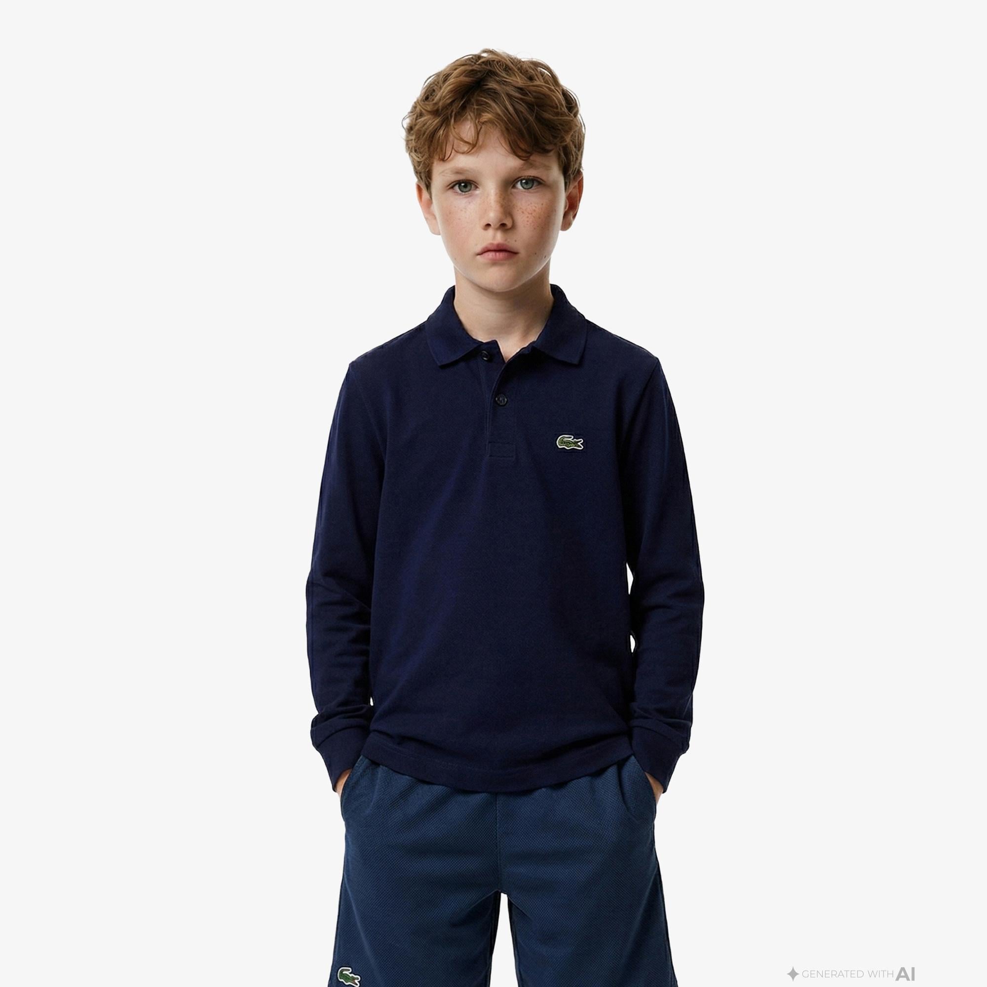 Erkek Çocuk Regular Fit Uzun Kollu Lacivert Polo