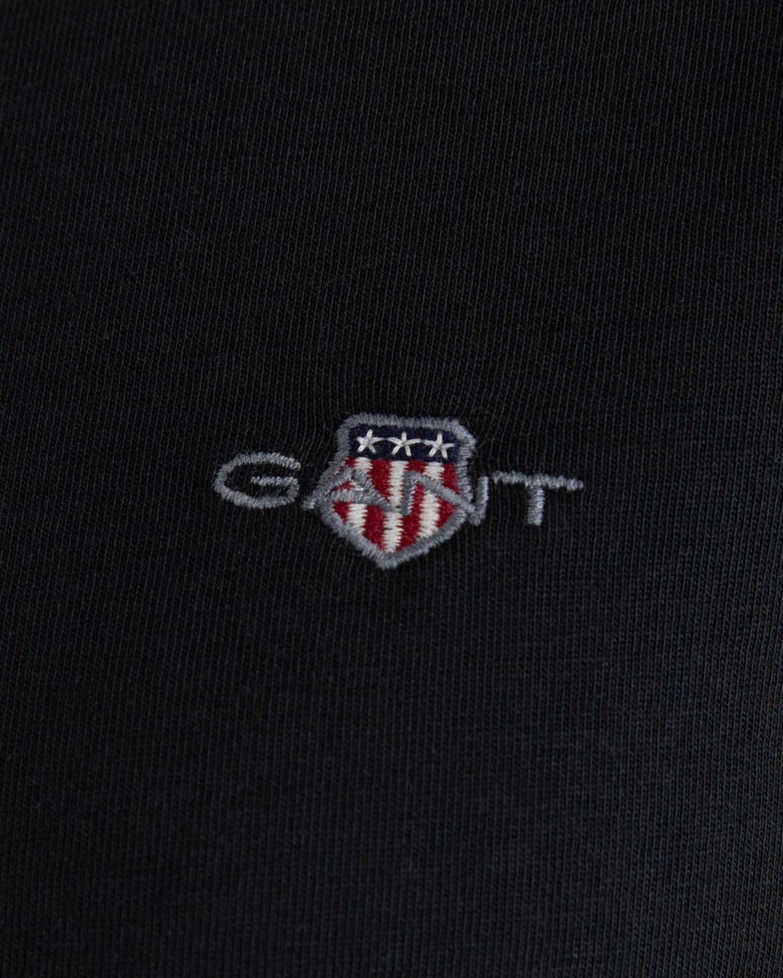 GANT Kadın Siyah Bisiklet Yaka Regular Fit Logolu T-Shirt
