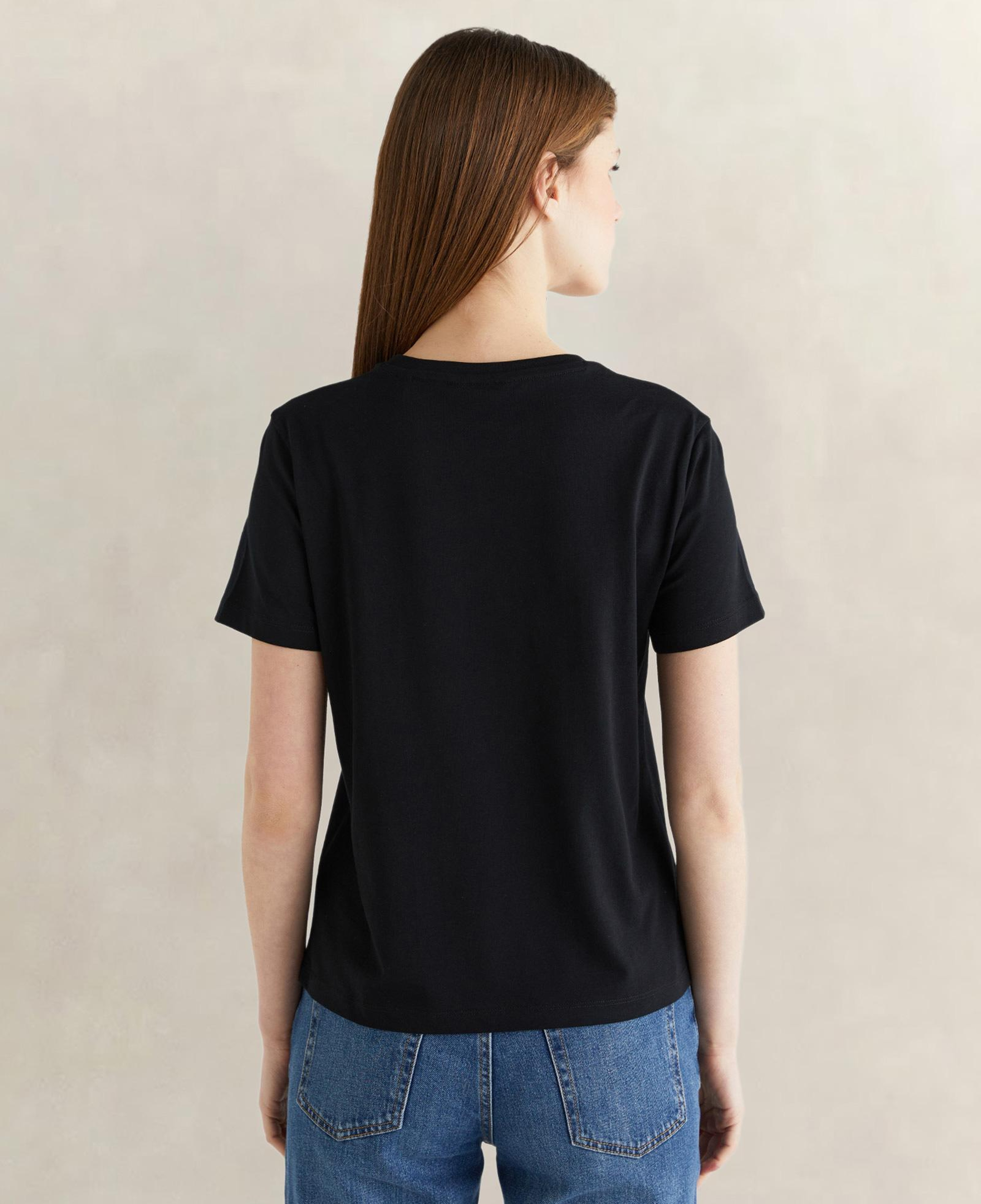 GANT Kadın Siyah Bisiklet Yaka Regular Fit Logolu T-Shirt