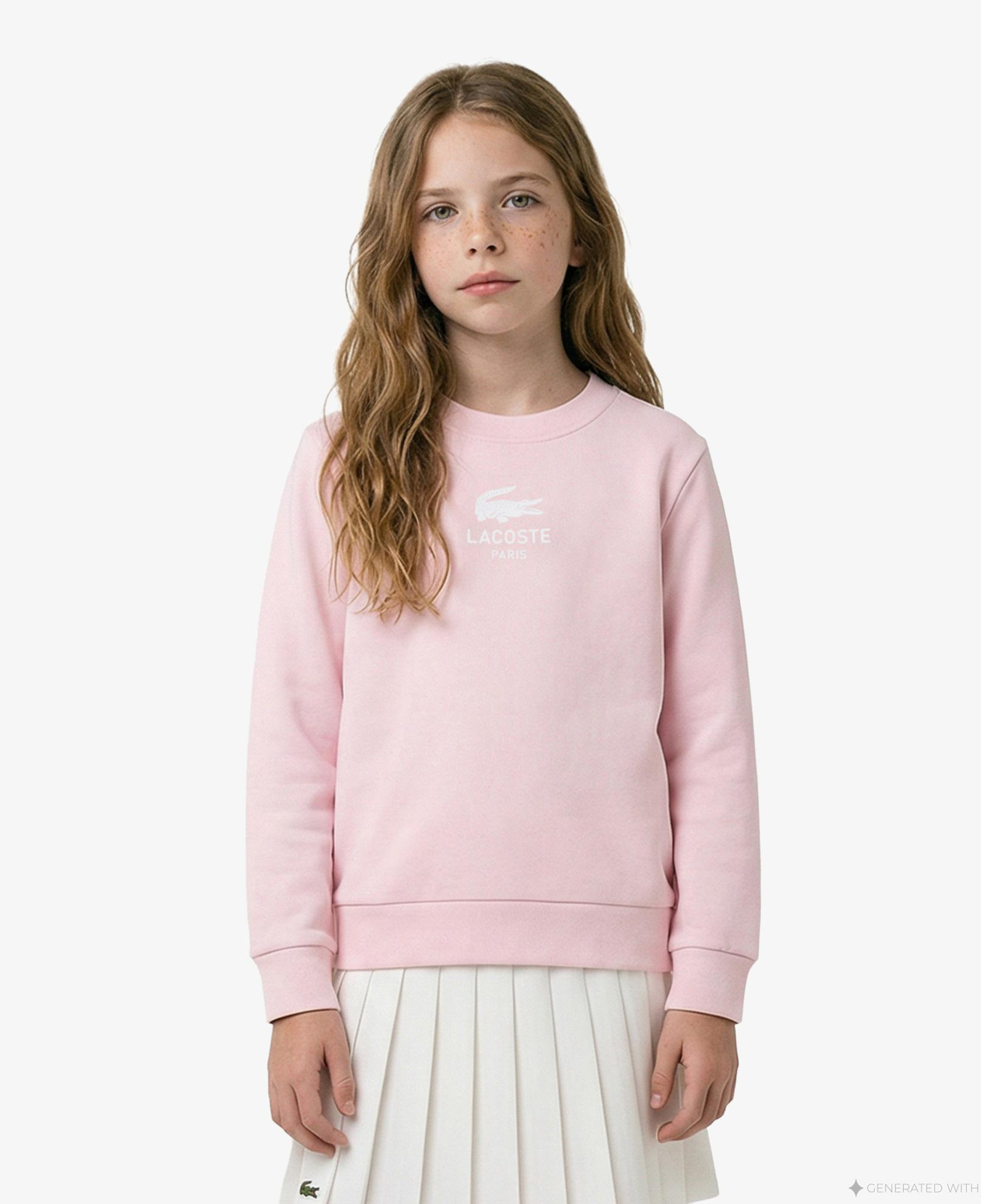 Çocuk Bisiklet Yaka Açık Pembe Sweatshirt
