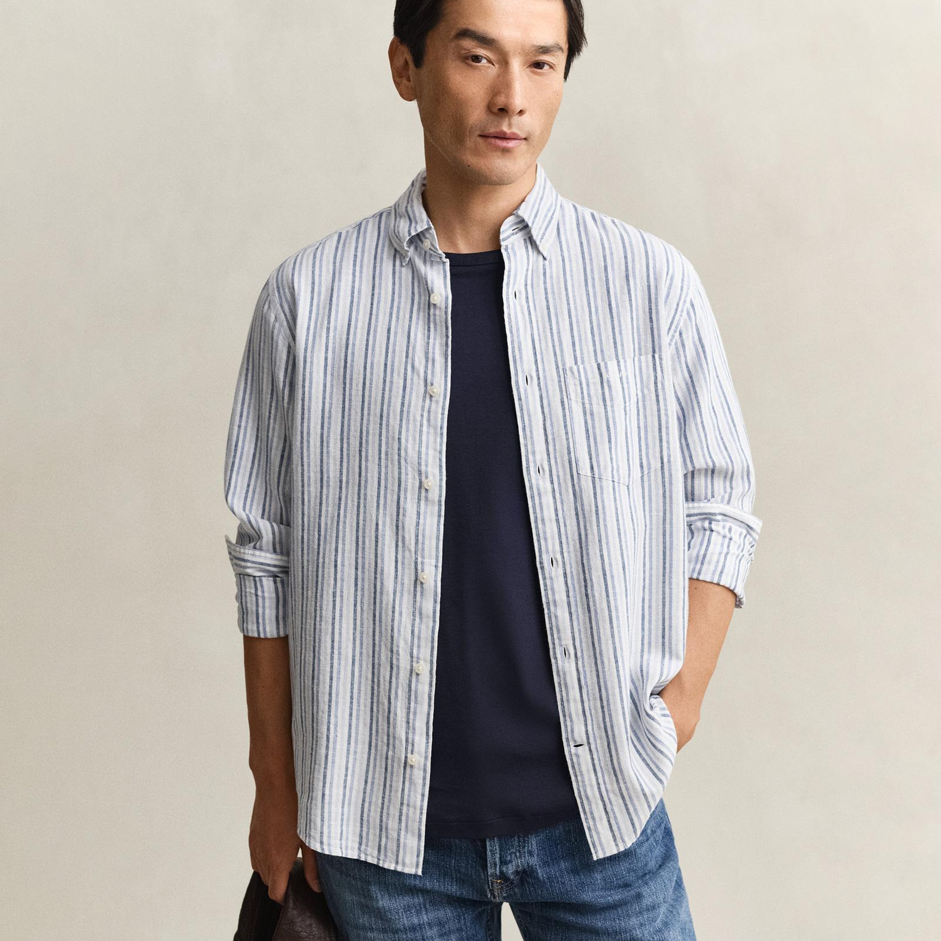 GANT Erkek Mavi Regular Fit Çizgili Gömlek