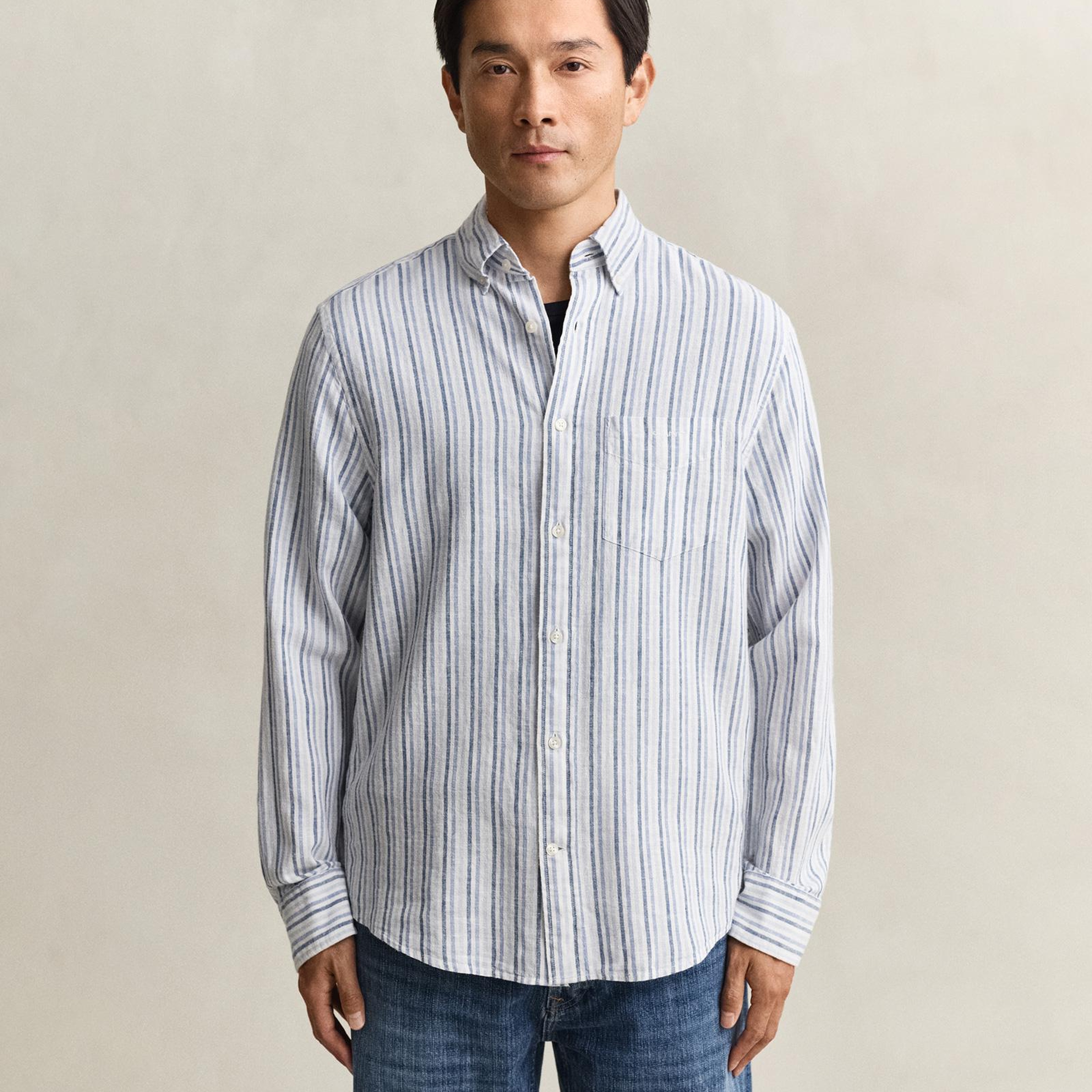 GANT Erkek Mavi Regular Fit Çizgili Gömlek