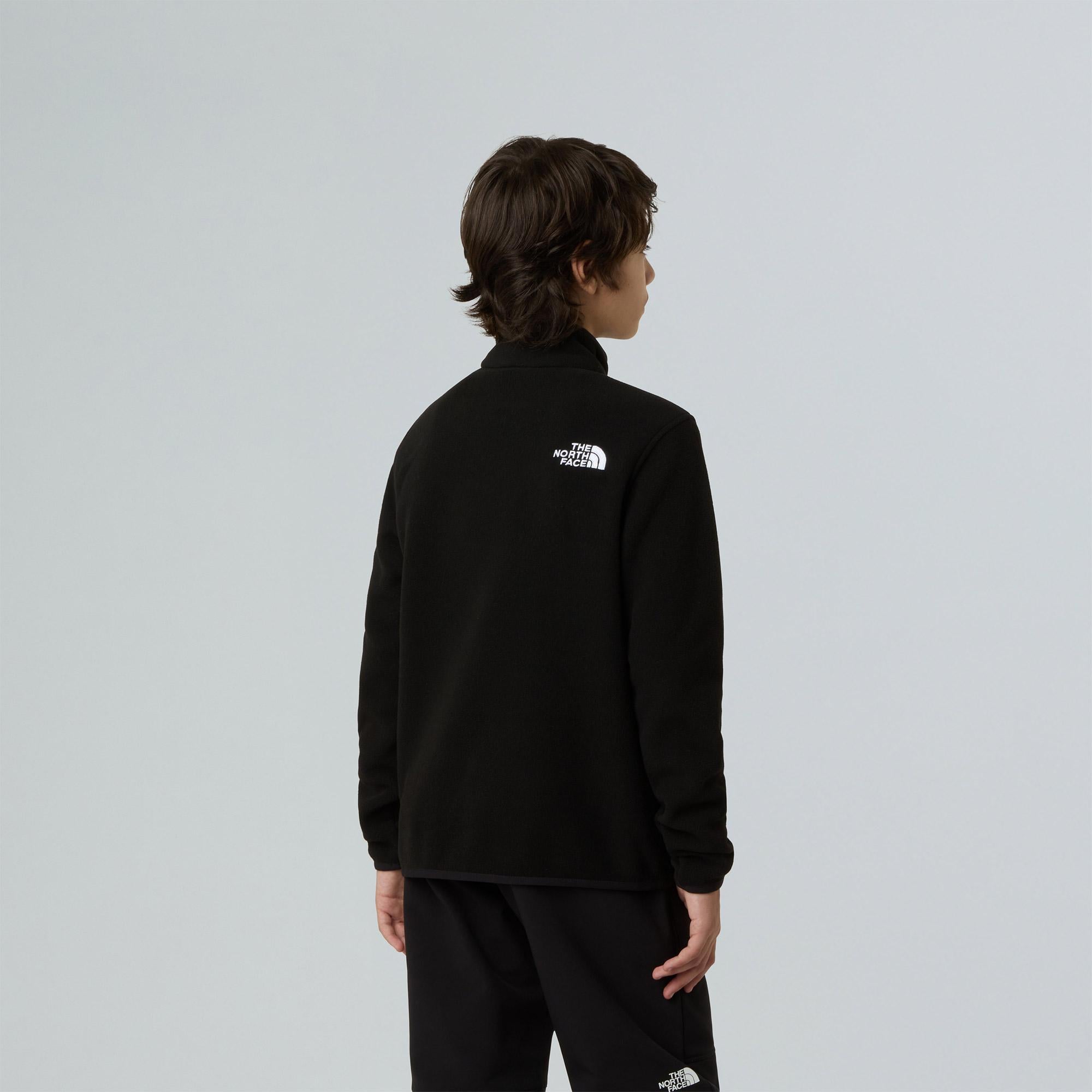 The North Face Teen Glacier 1/4 Zip Pullover Çocuk Siyah Polar Ceket