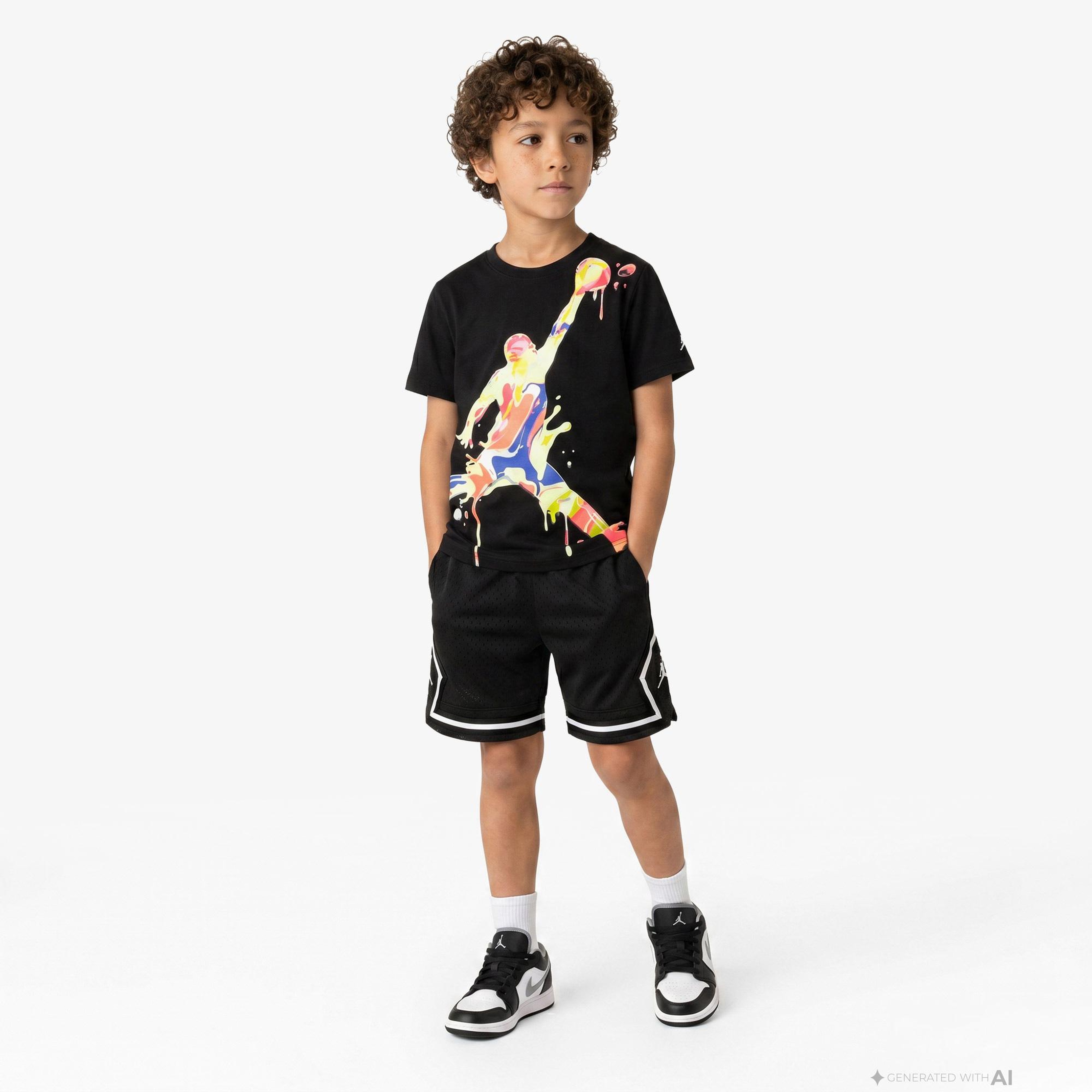 Jordan Super Splash Paint Spill Jumpman Erkek Çocuk Siyah T-Shirt