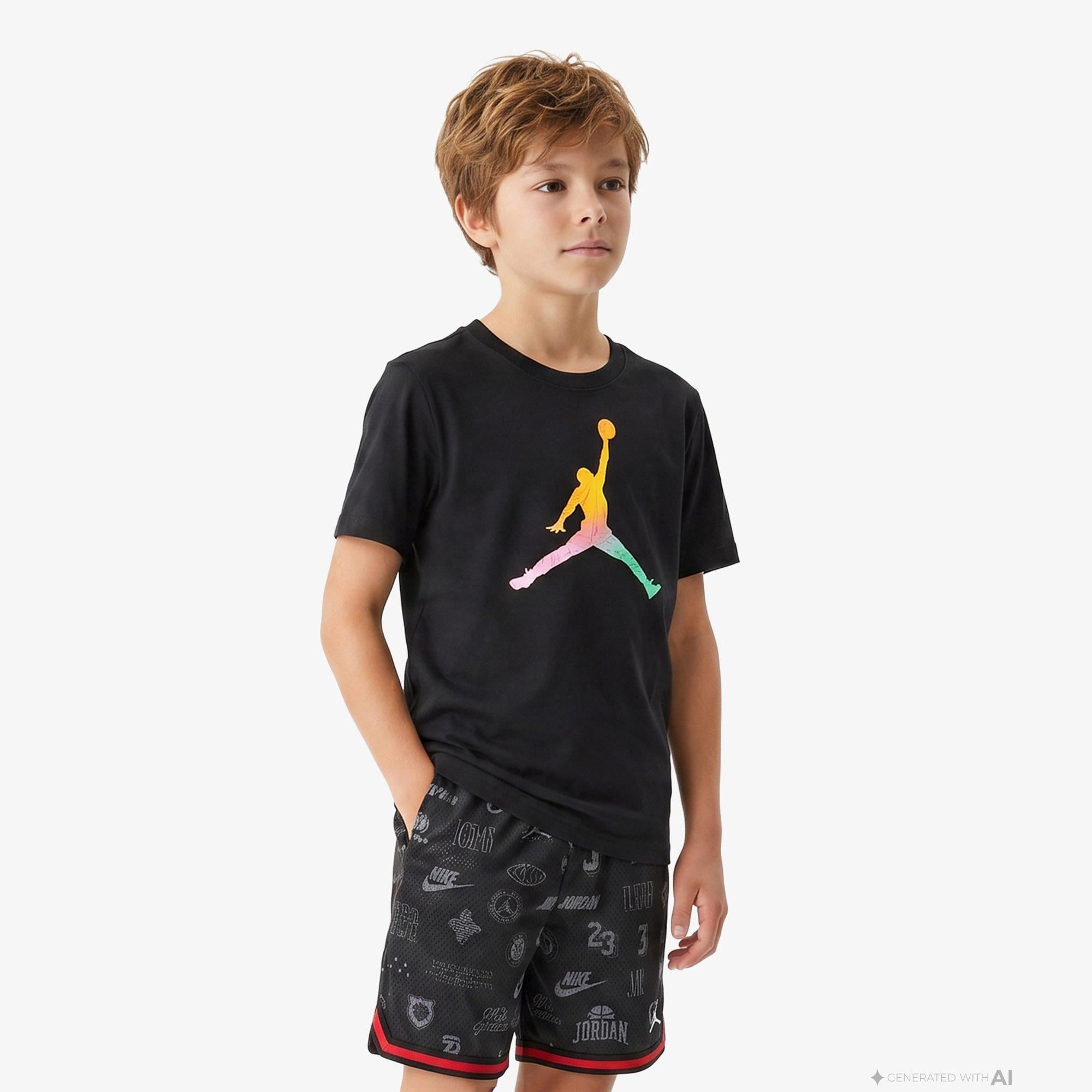 Jordan Tie-Dye Jumpman Erkek Çocuk Siyah T-Shirt