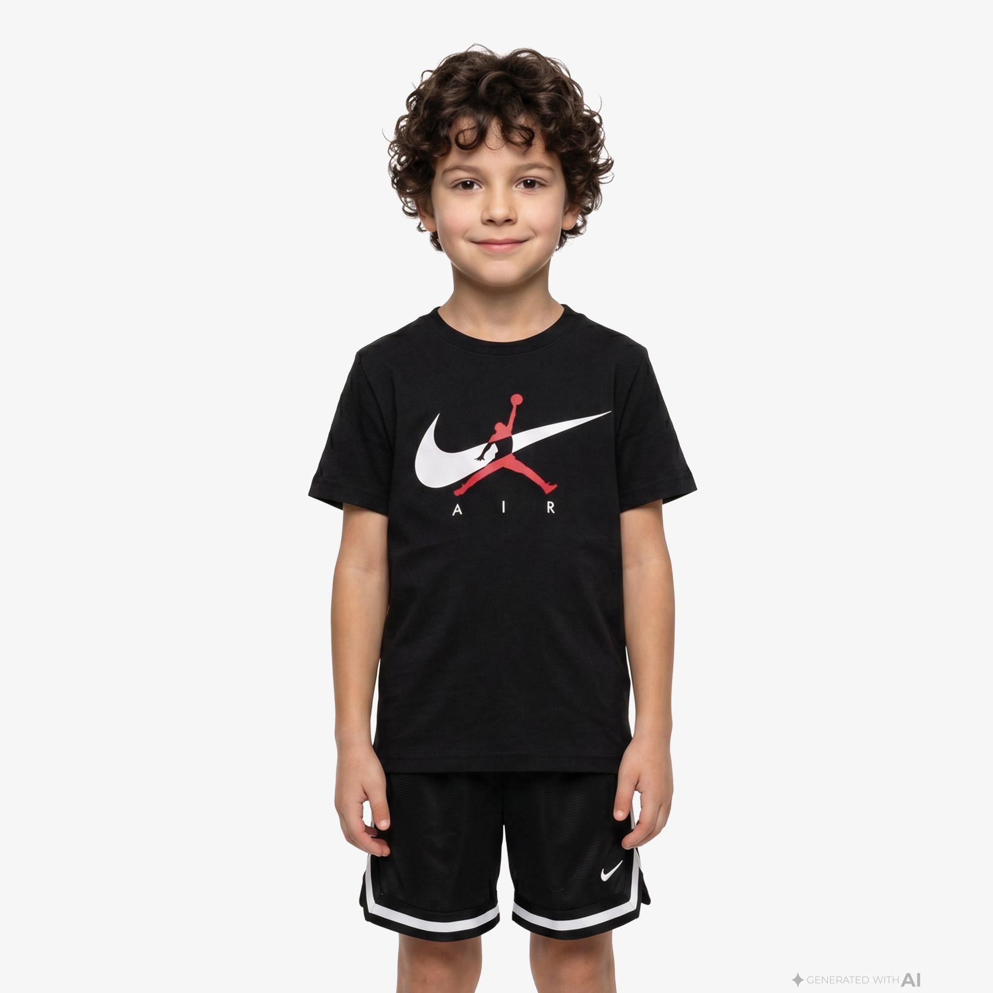Jordan Jumpman Swoosh Intersectio Erkek Çocuk Siyah T-Shirt