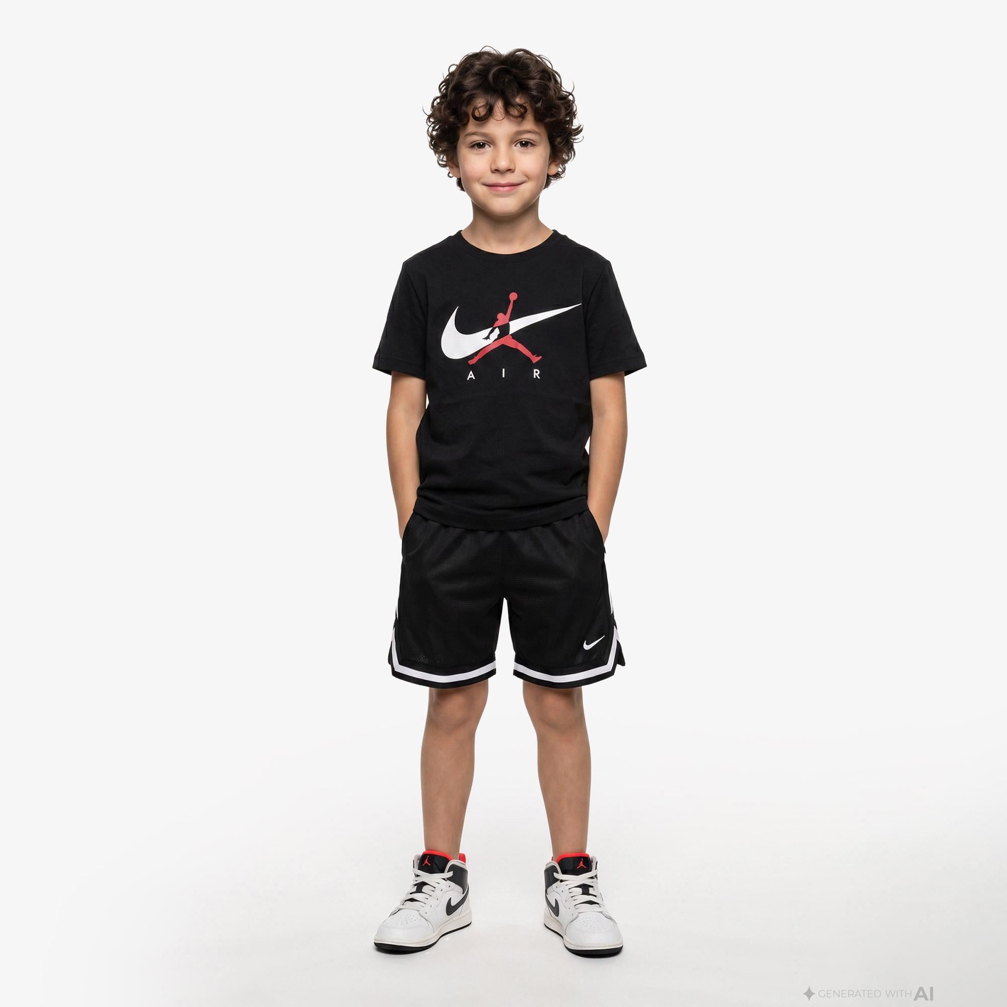 Jordan Jumpman Swoosh Intersectio Erkek Çocuk Siyah T-Shirt