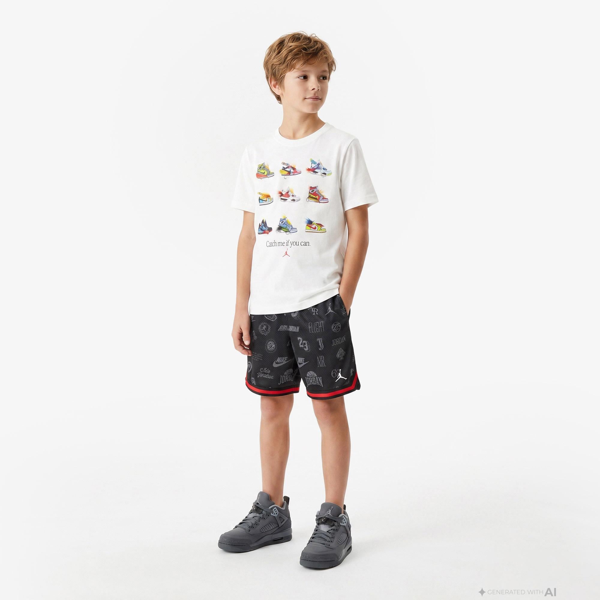 Jordan Taping Mesh Print Erkek Çocuk Siyah Şort
