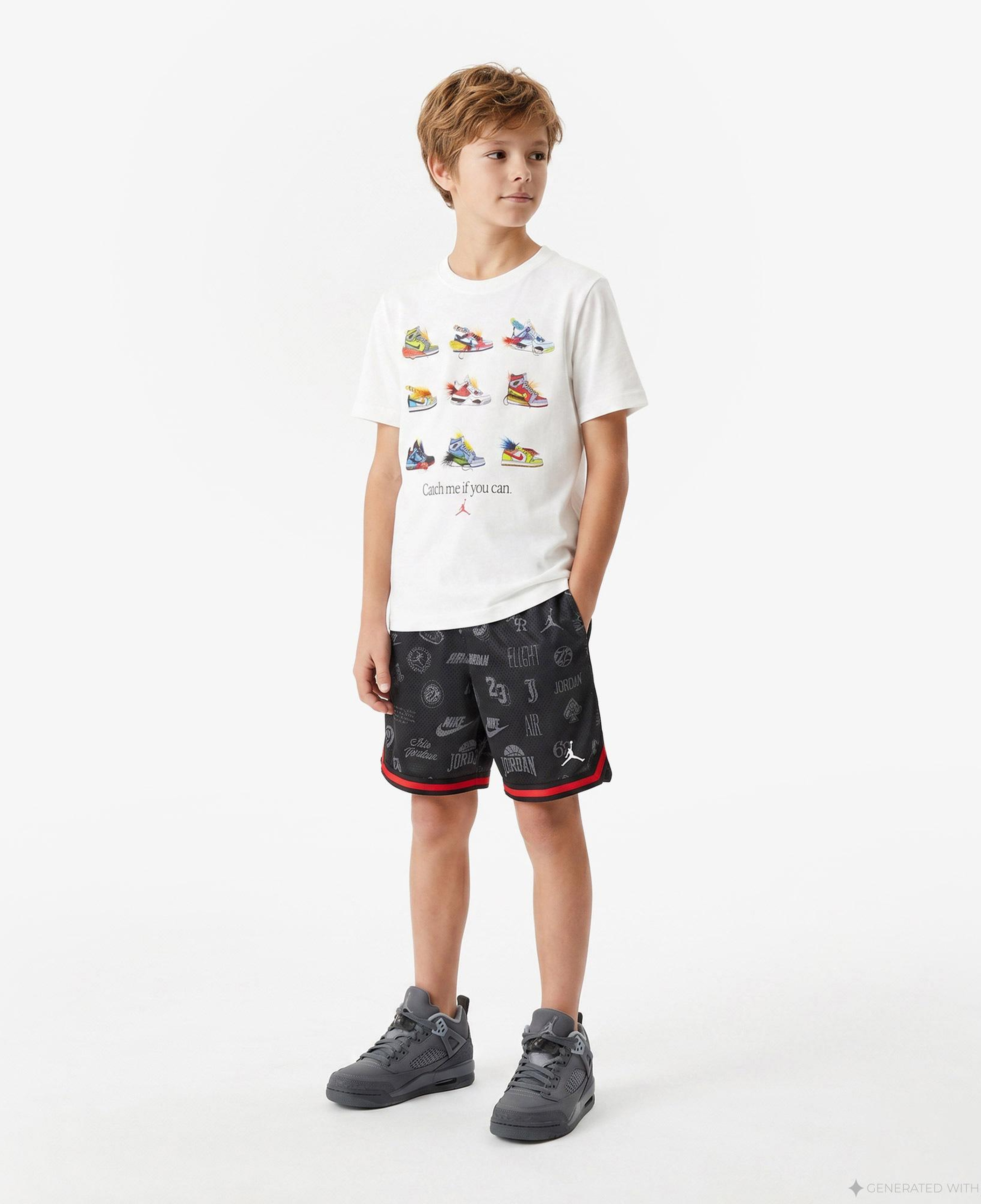 Jordan Taping Mesh Print Erkek Çocuk Siyah Şort