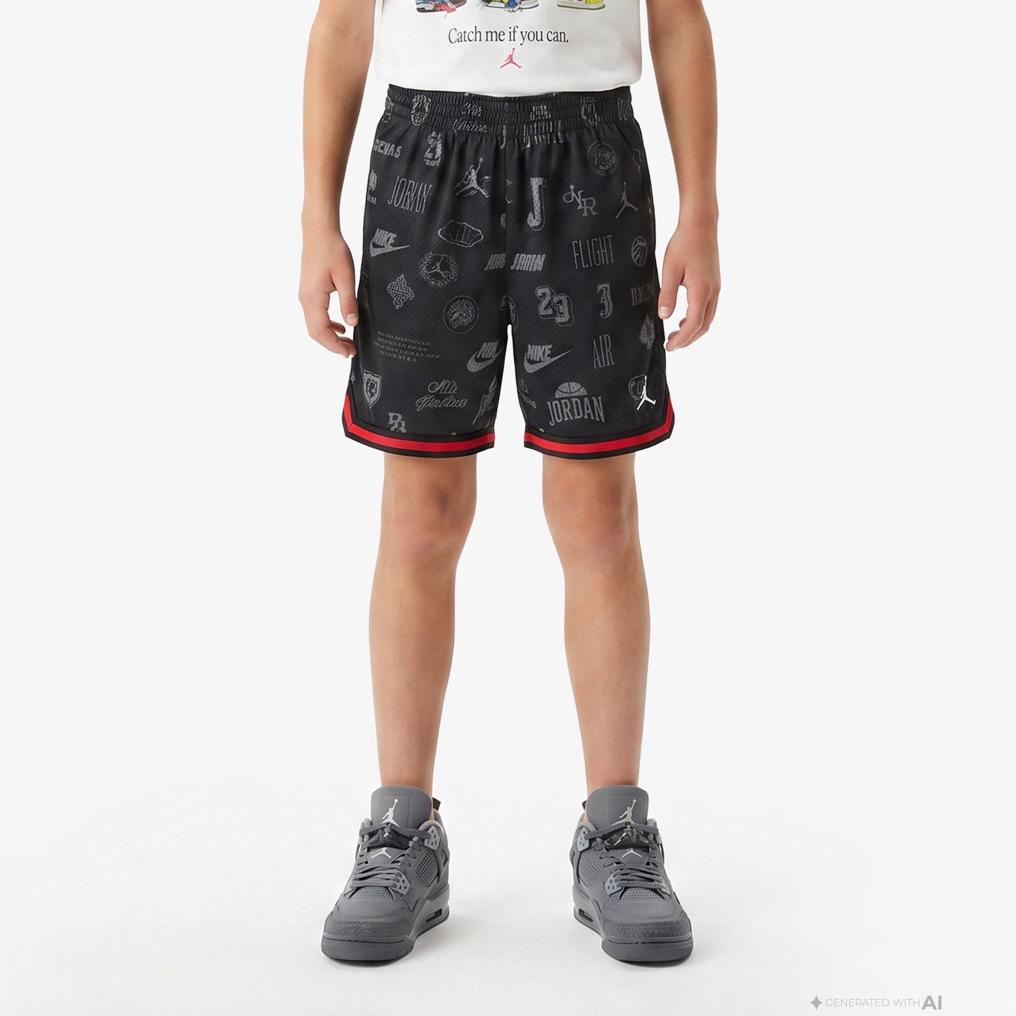 Jordan Taping Mesh Print Erkek Çocuk Siyah Şort