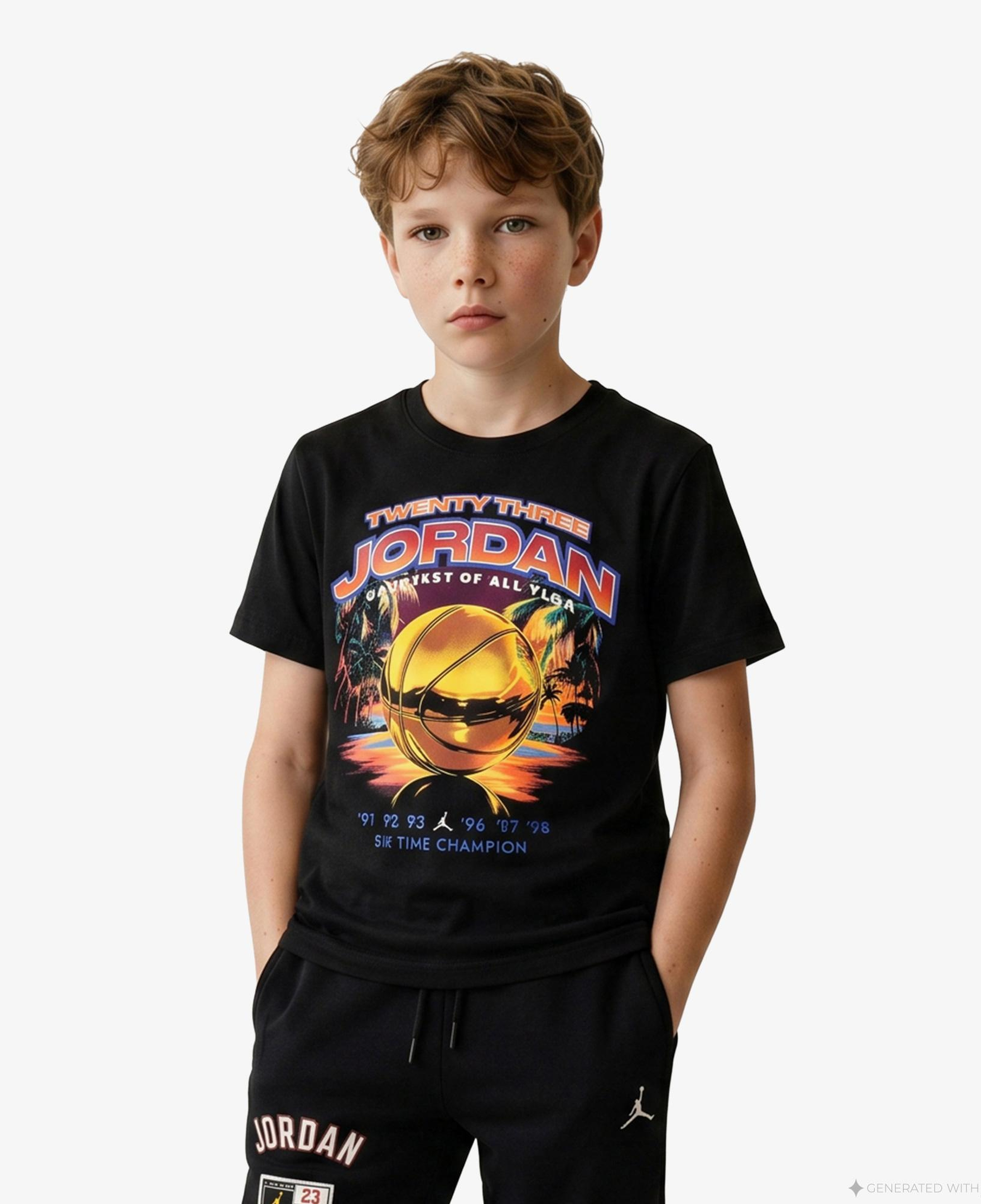 Jordan Venice Beach Hoops Erkek Çocuk Siyah T-Shirt