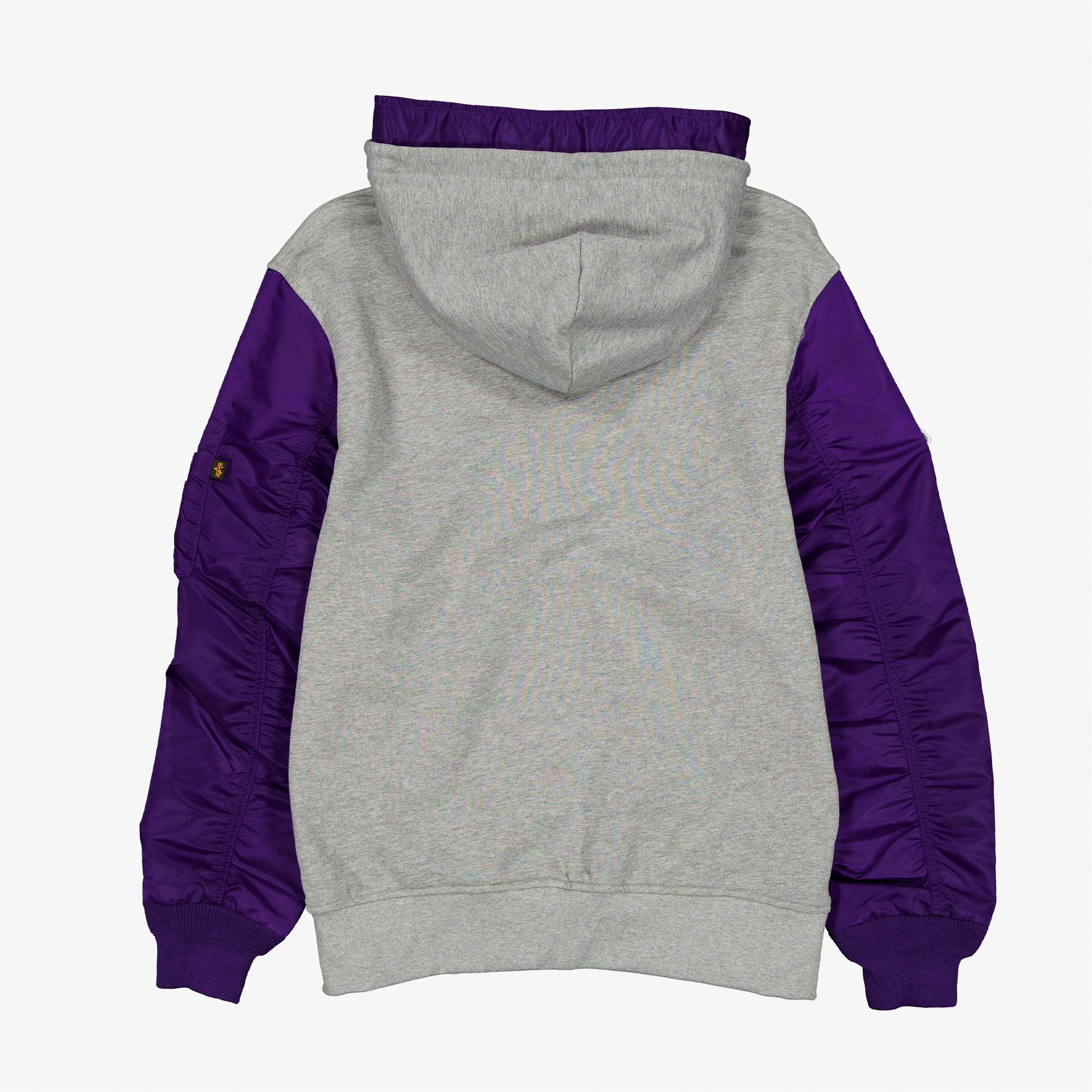Alpha Industries x New Era Los Angeles Lakers Ma-1 Fermuarlı Unisex Gri Sweatshirt