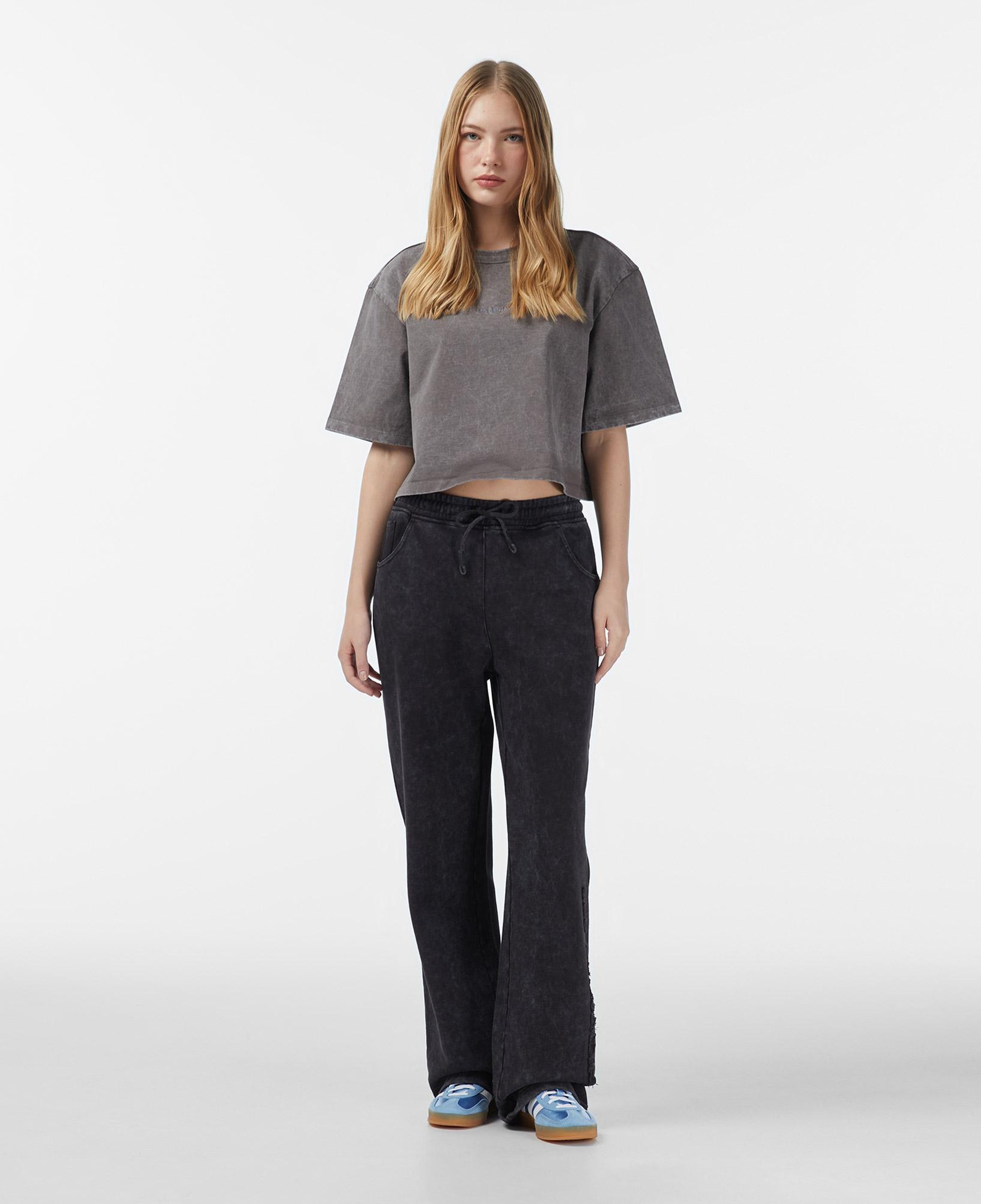 Les Benjamins Crop Oversize Fit Kadın Gri T-Shirt