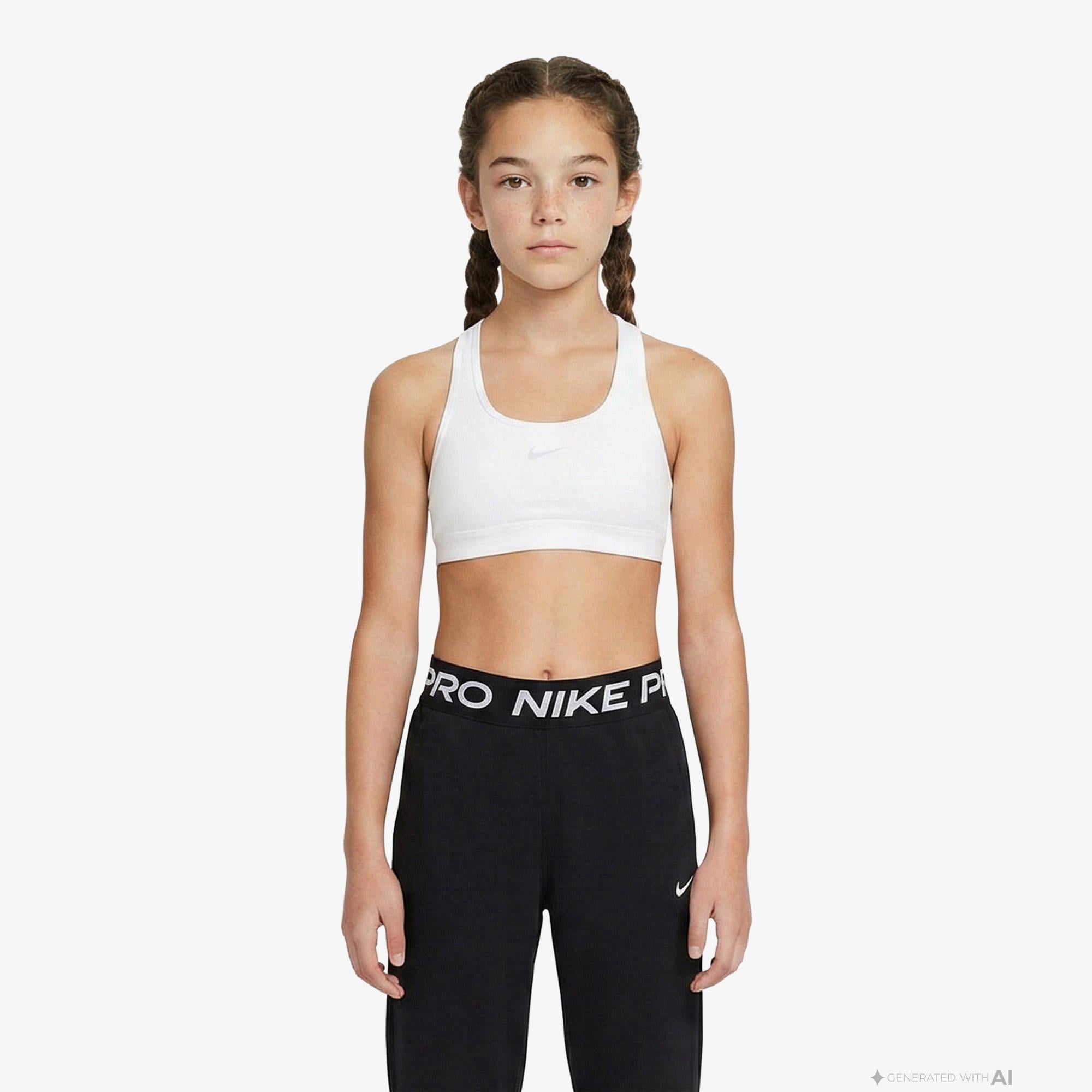 Nike Dri-Fit Swoosh Çocuk Beyaz Bra