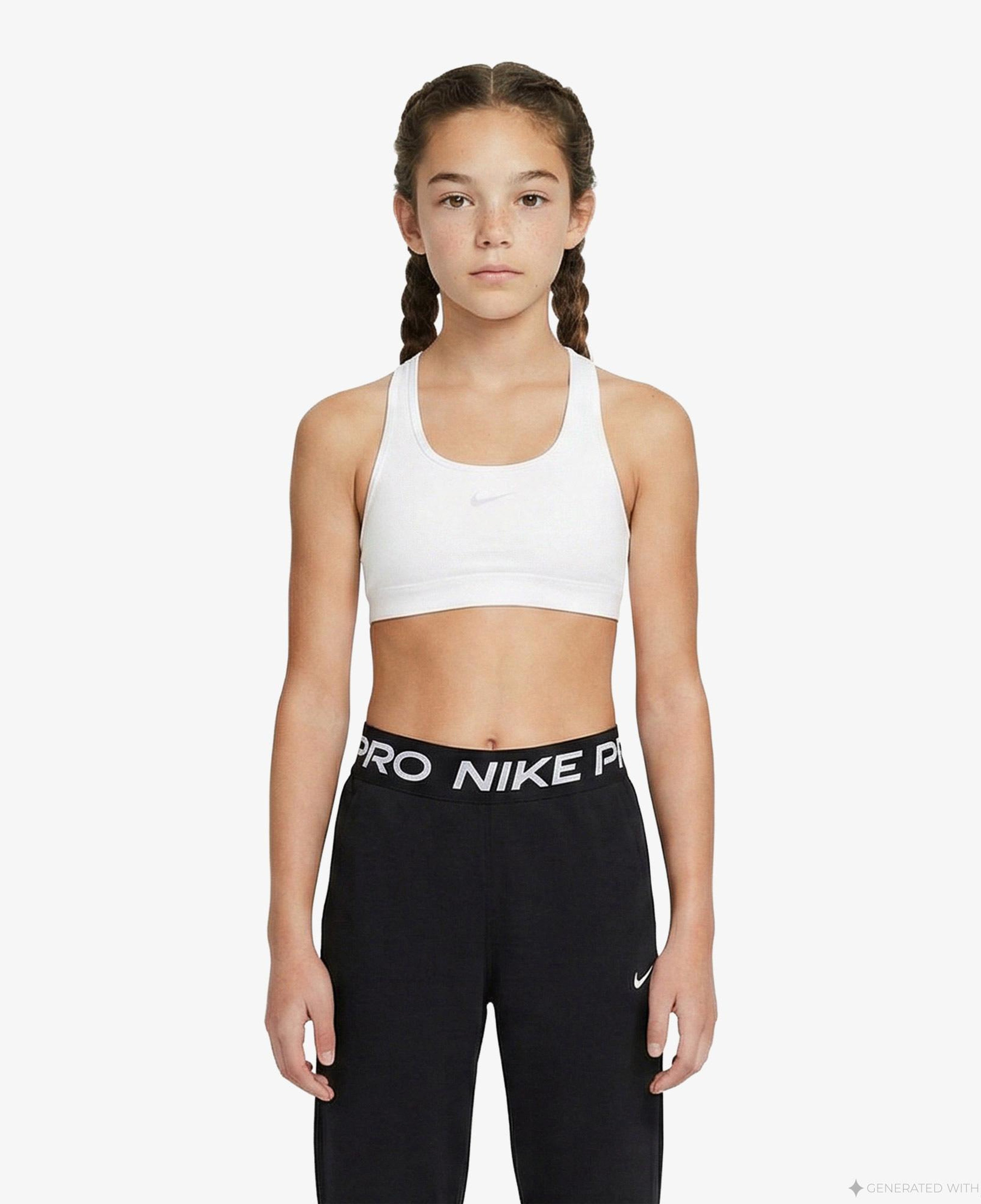 Nike Dri-Fit Swoosh Çocuk Beyaz Bra