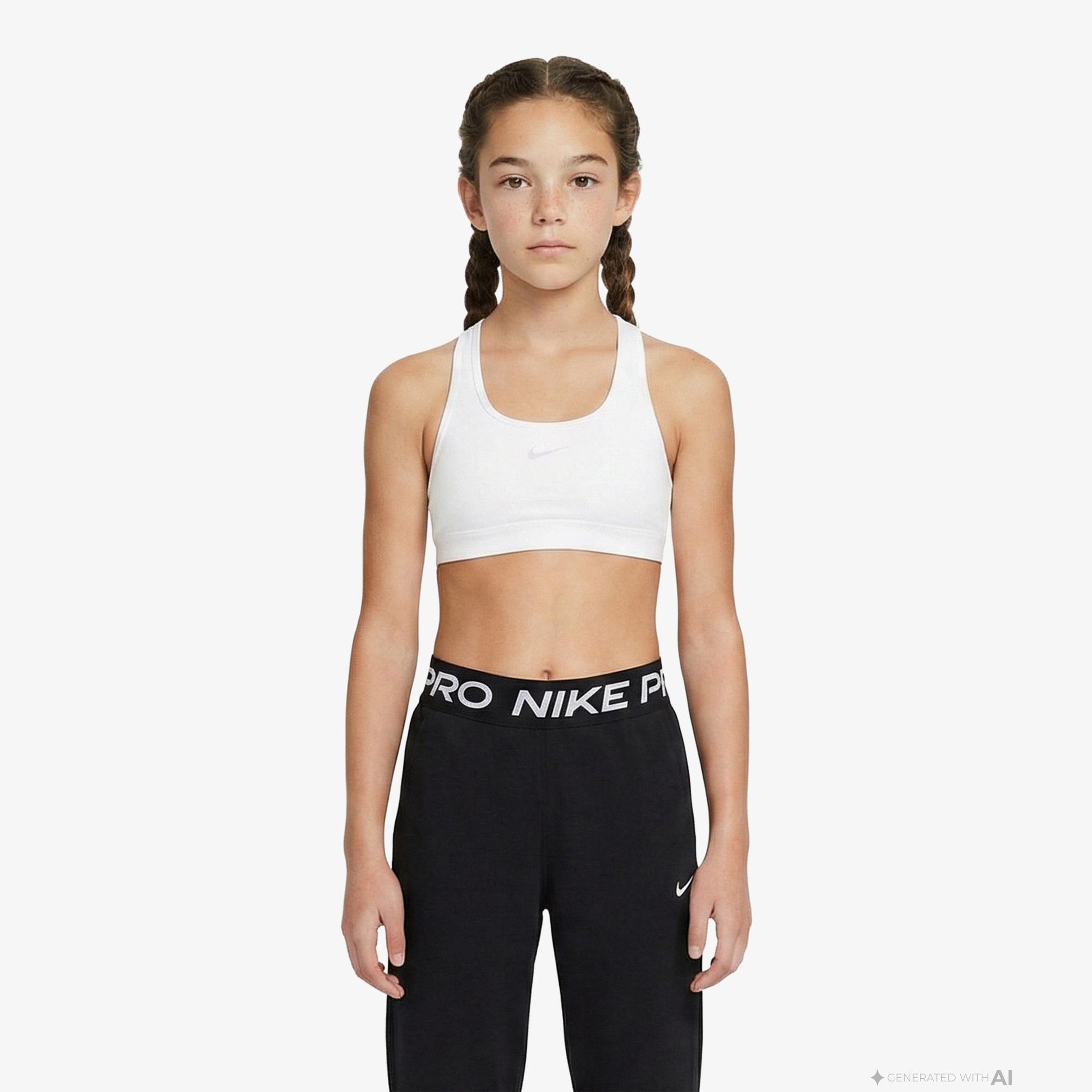 Nike Dri-Fit Swoosh Çocuk Beyaz Bra
