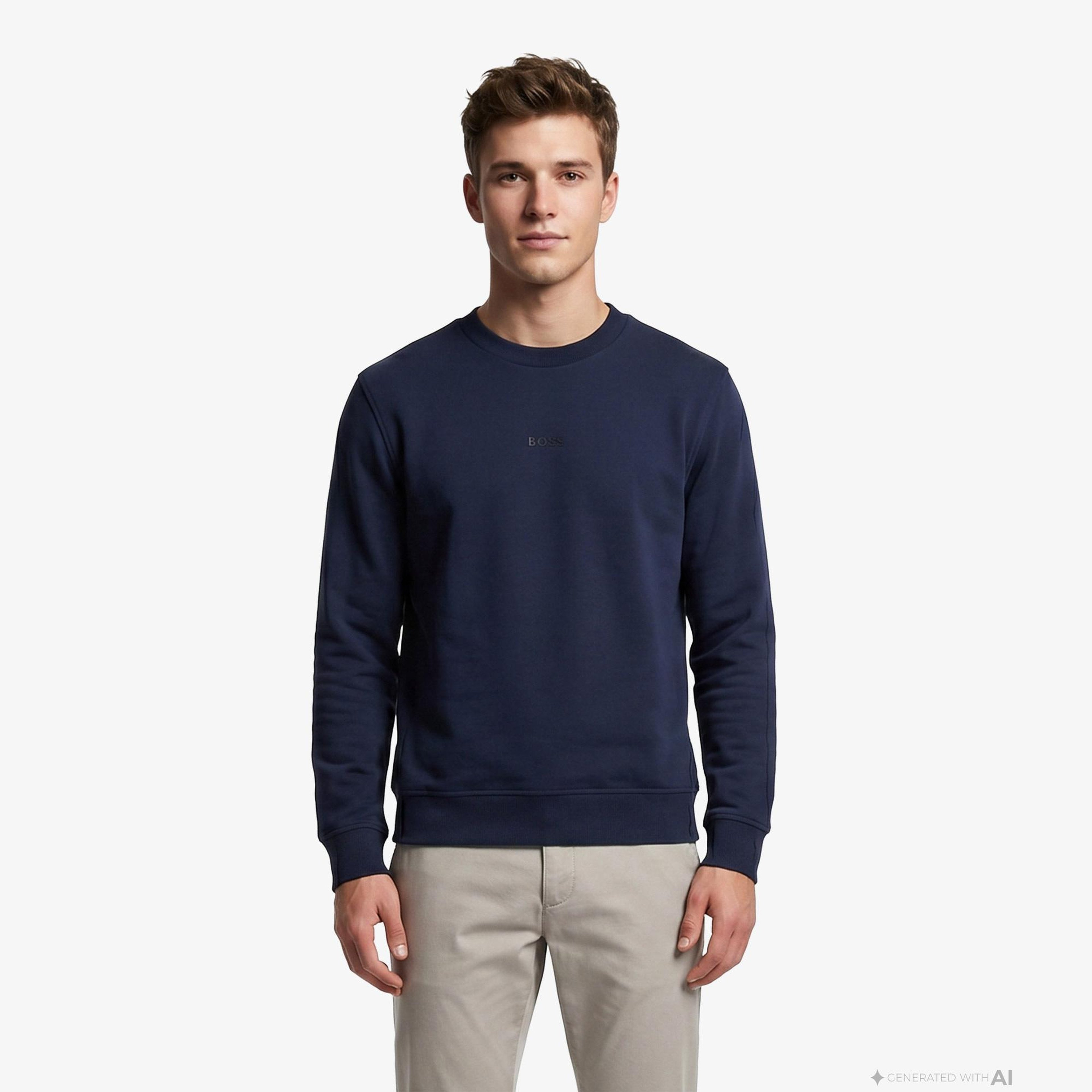 Boss We Small Crew Erkek Mavi Sweatshirt
