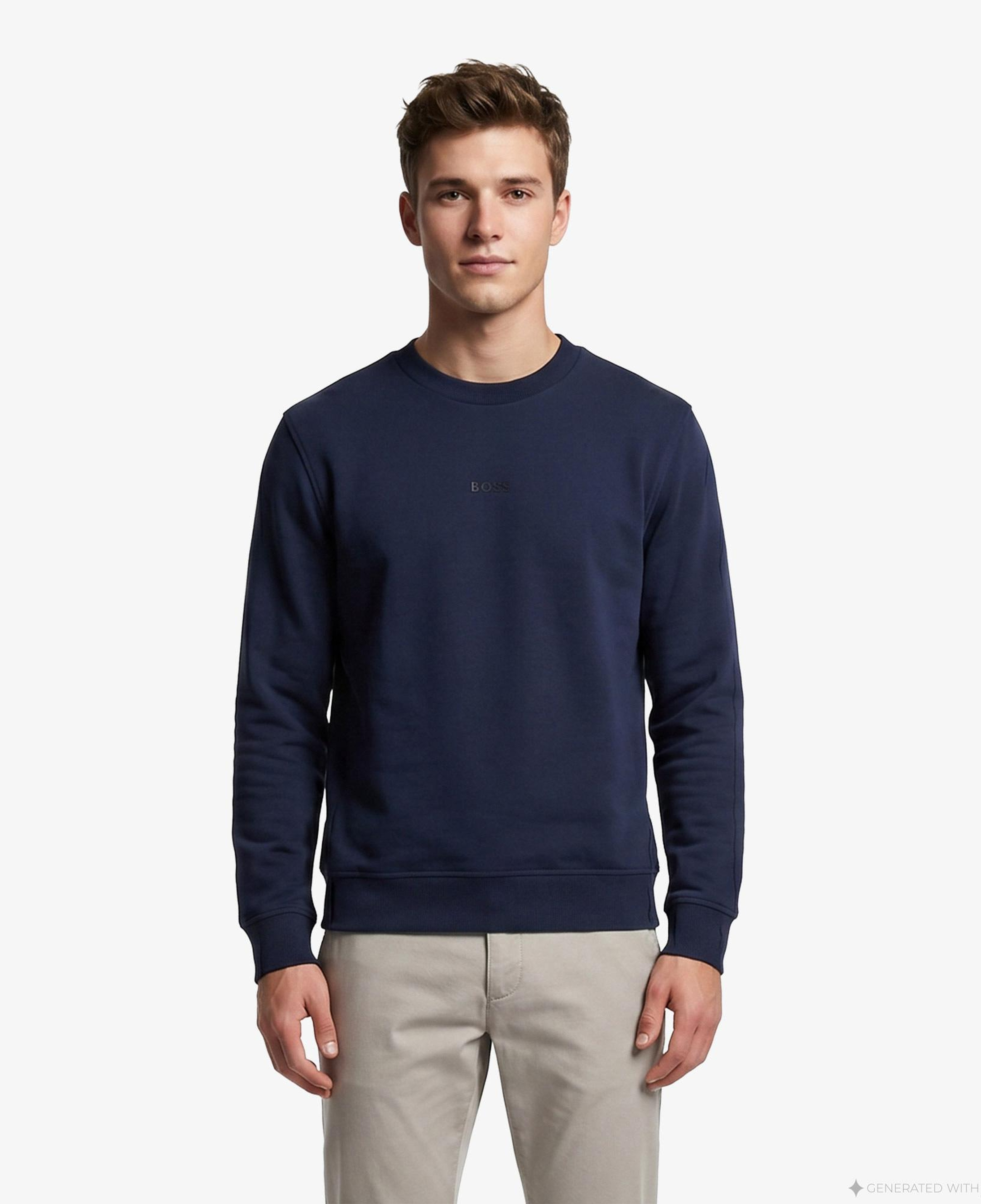 Boss We Small Crew Erkek Mavi Sweatshirt