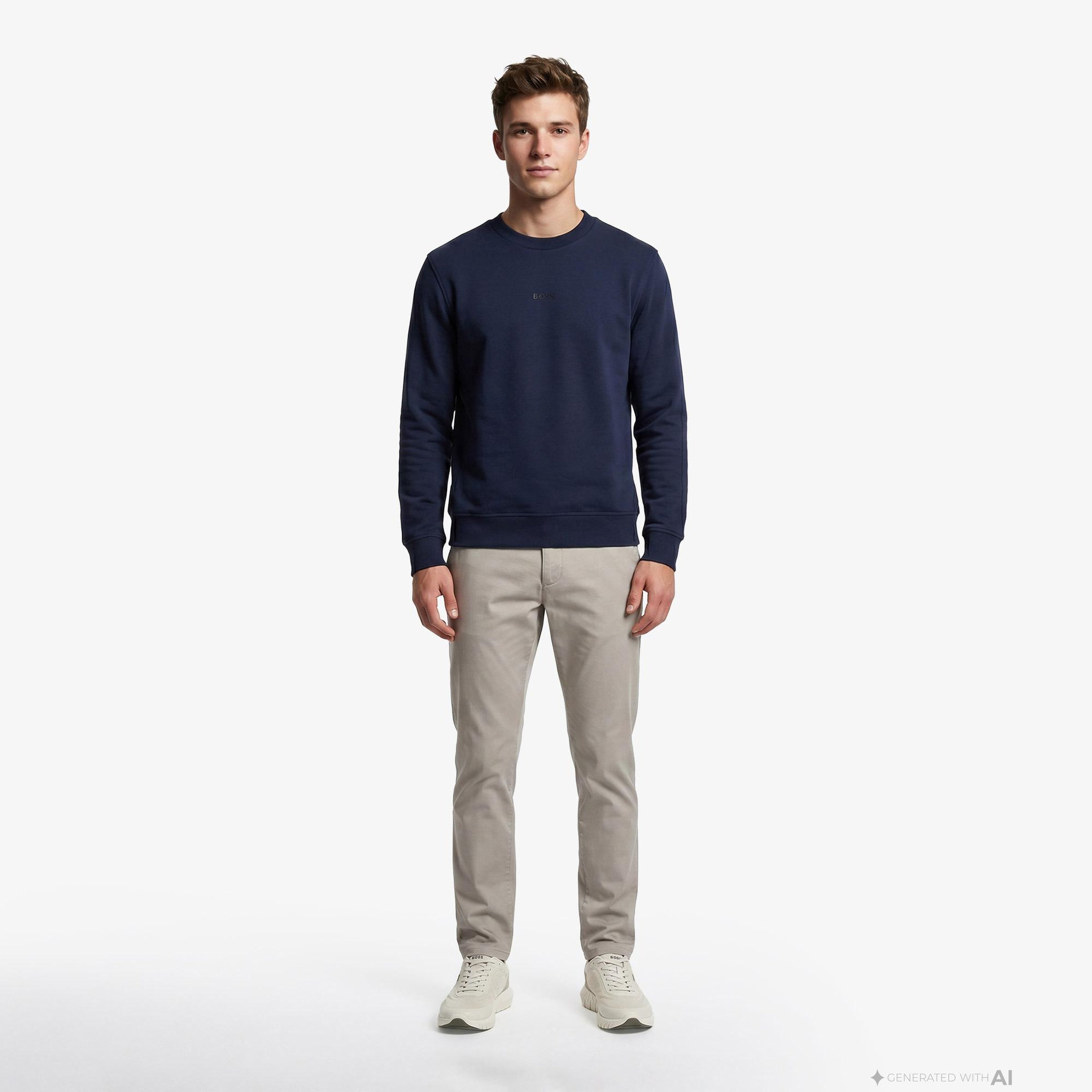 Boss We Small Crew Erkek Mavi Sweatshirt