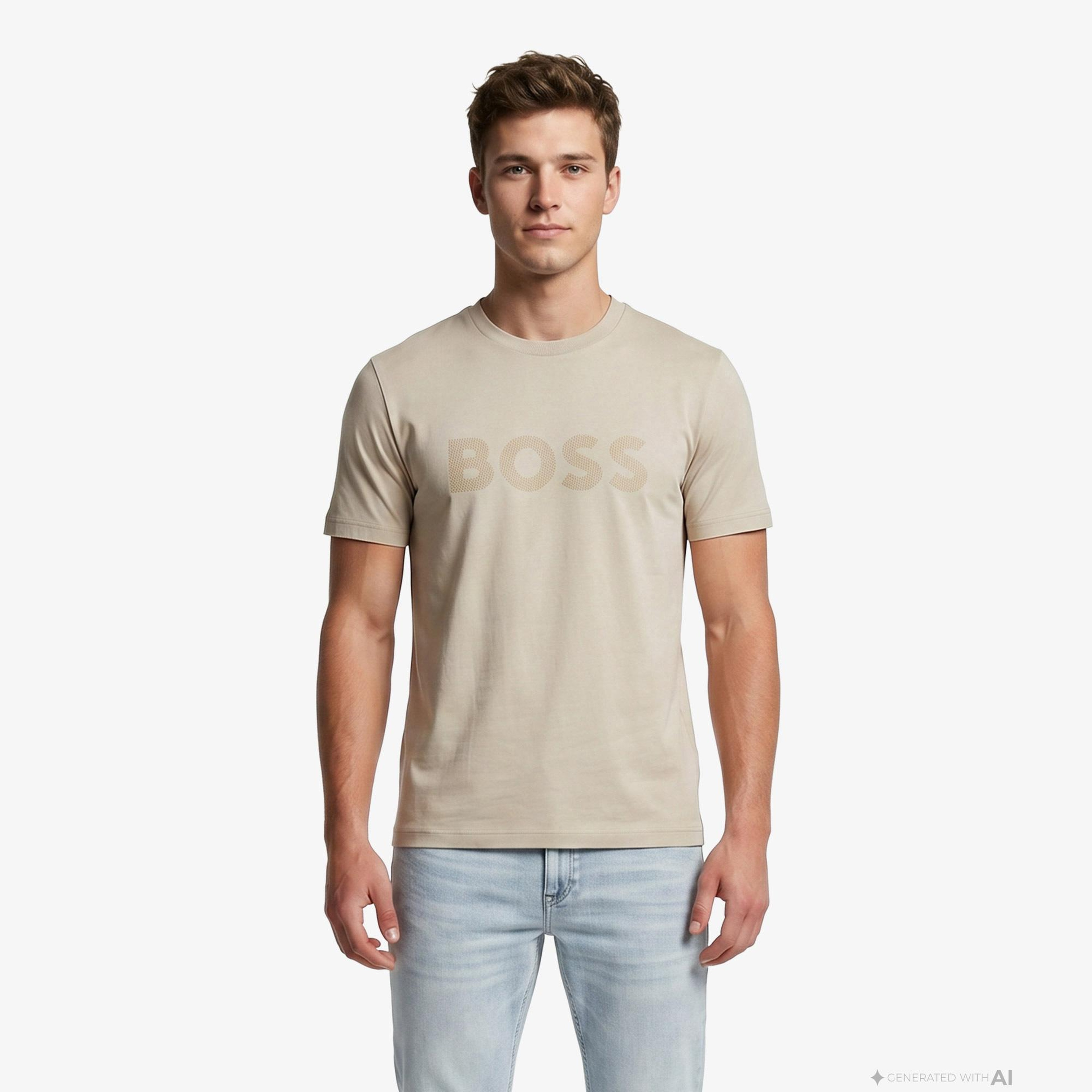 Boss Iconic Logo Erkek Bej T-Shirt