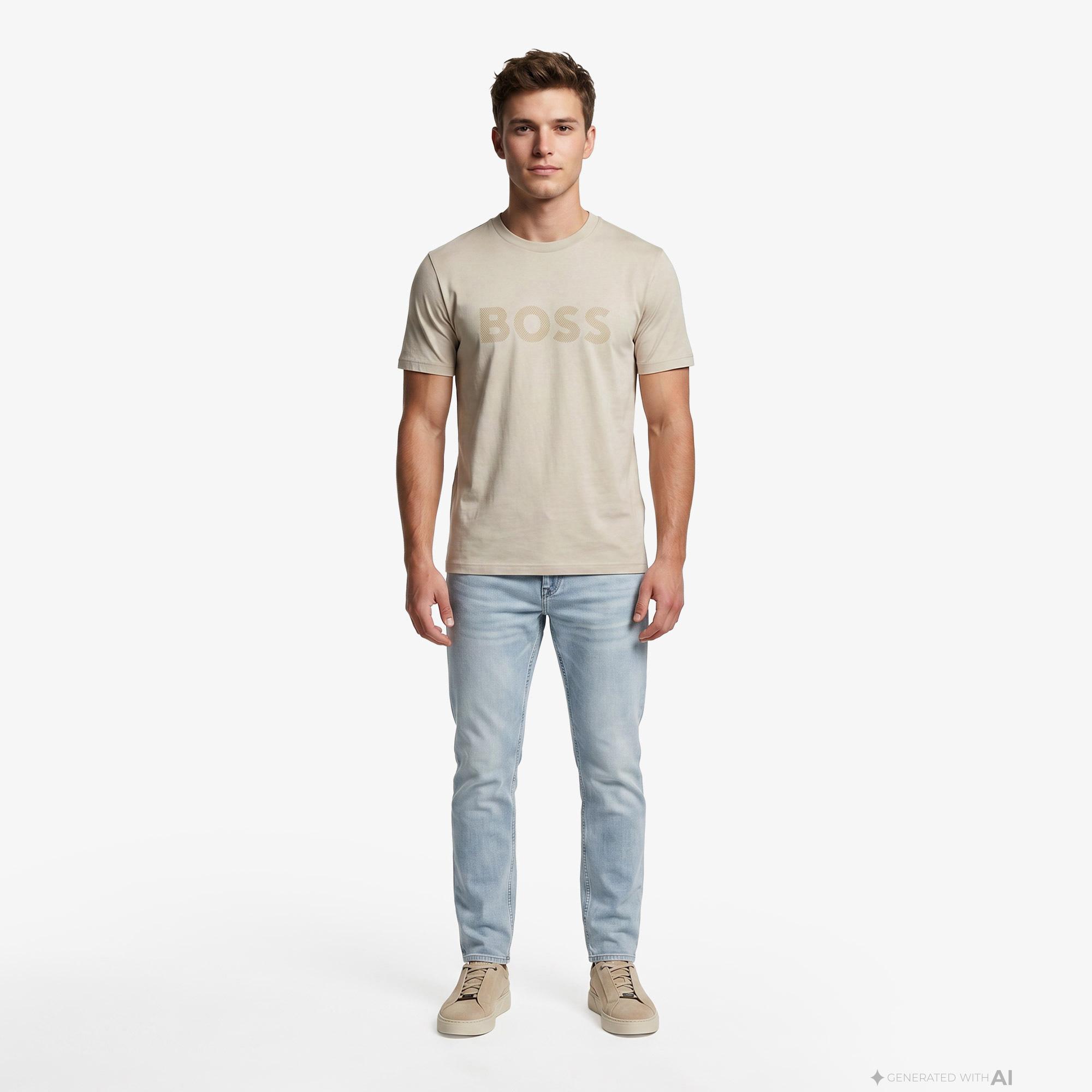 Boss Iconic Logo Erkek Bej T-Shirt