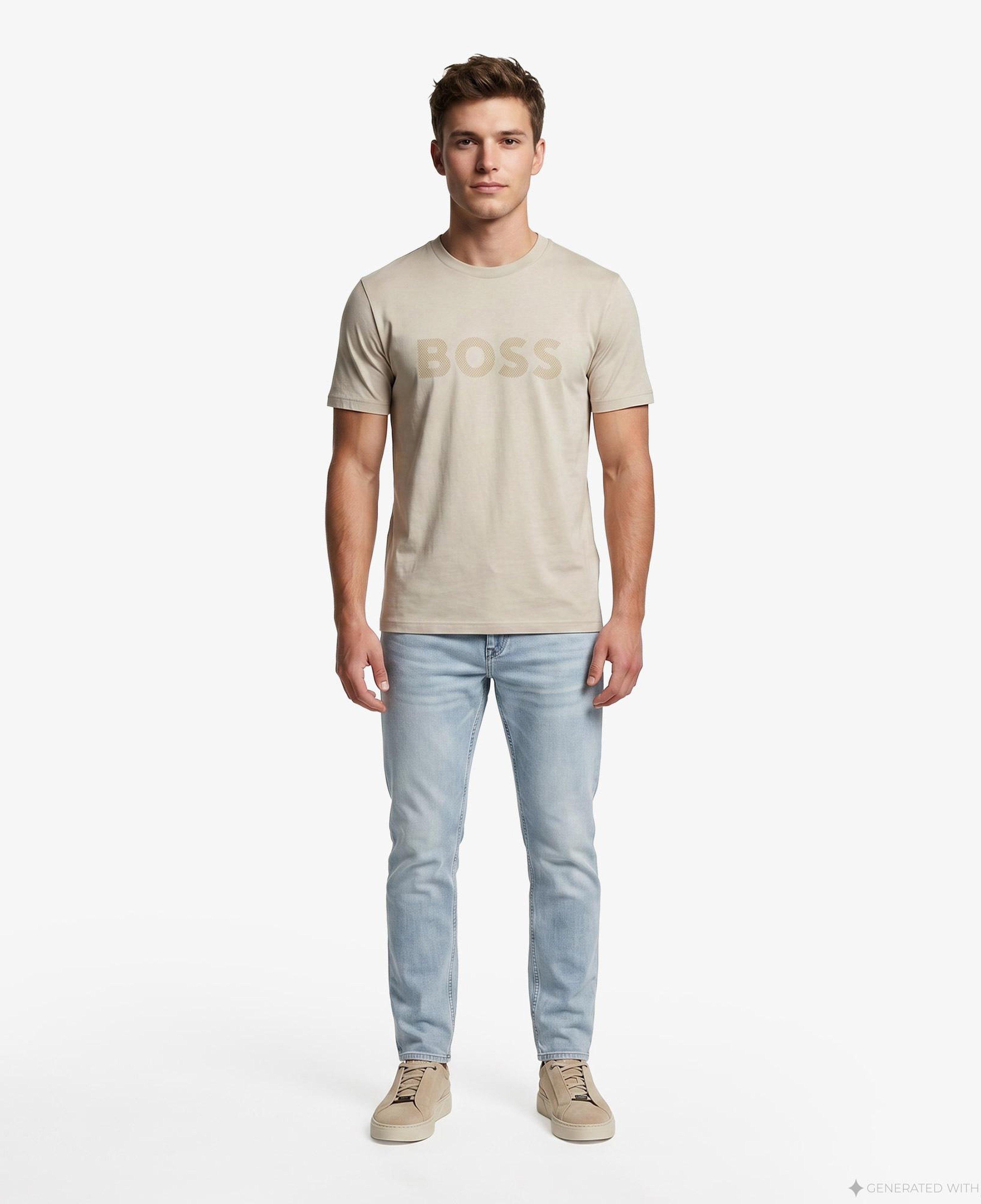 Boss Iconic Logo Erkek Bej T-Shirt