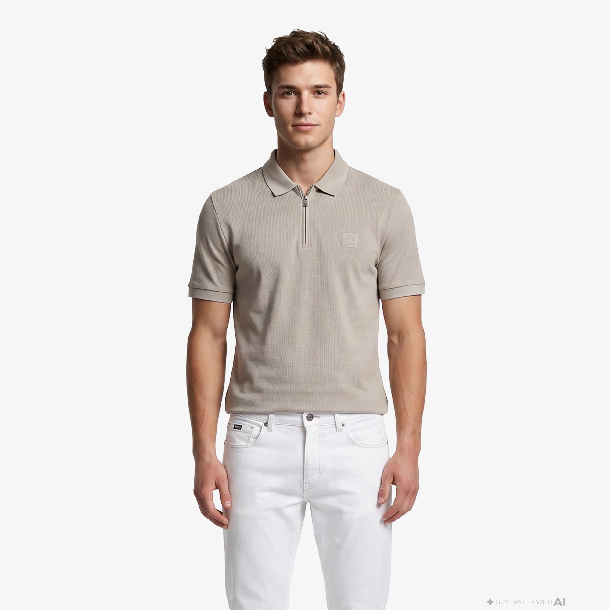 Boss Passerzip Erkek Gri Polo