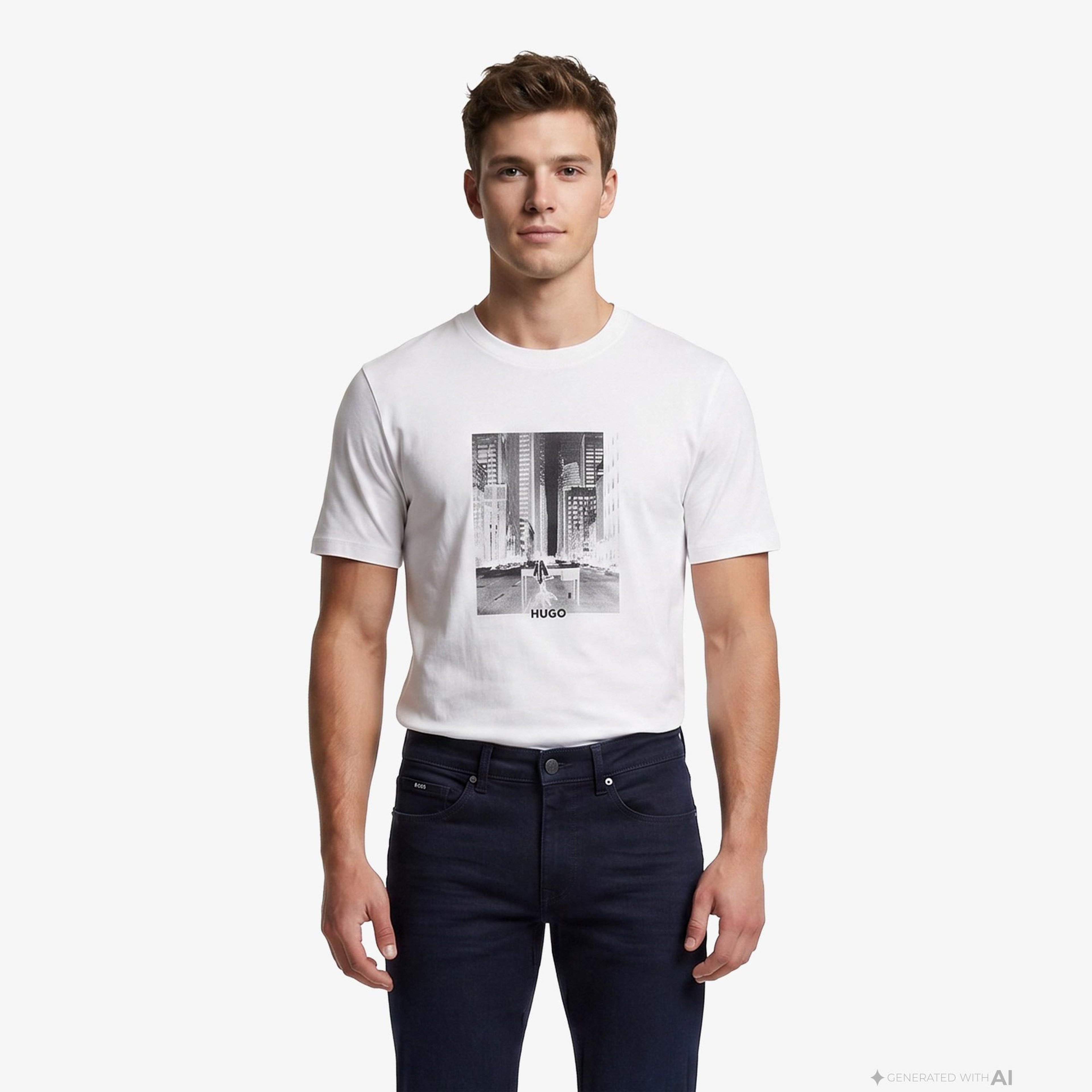 Hugo Deyss Erkek Beyaz T-Shirt