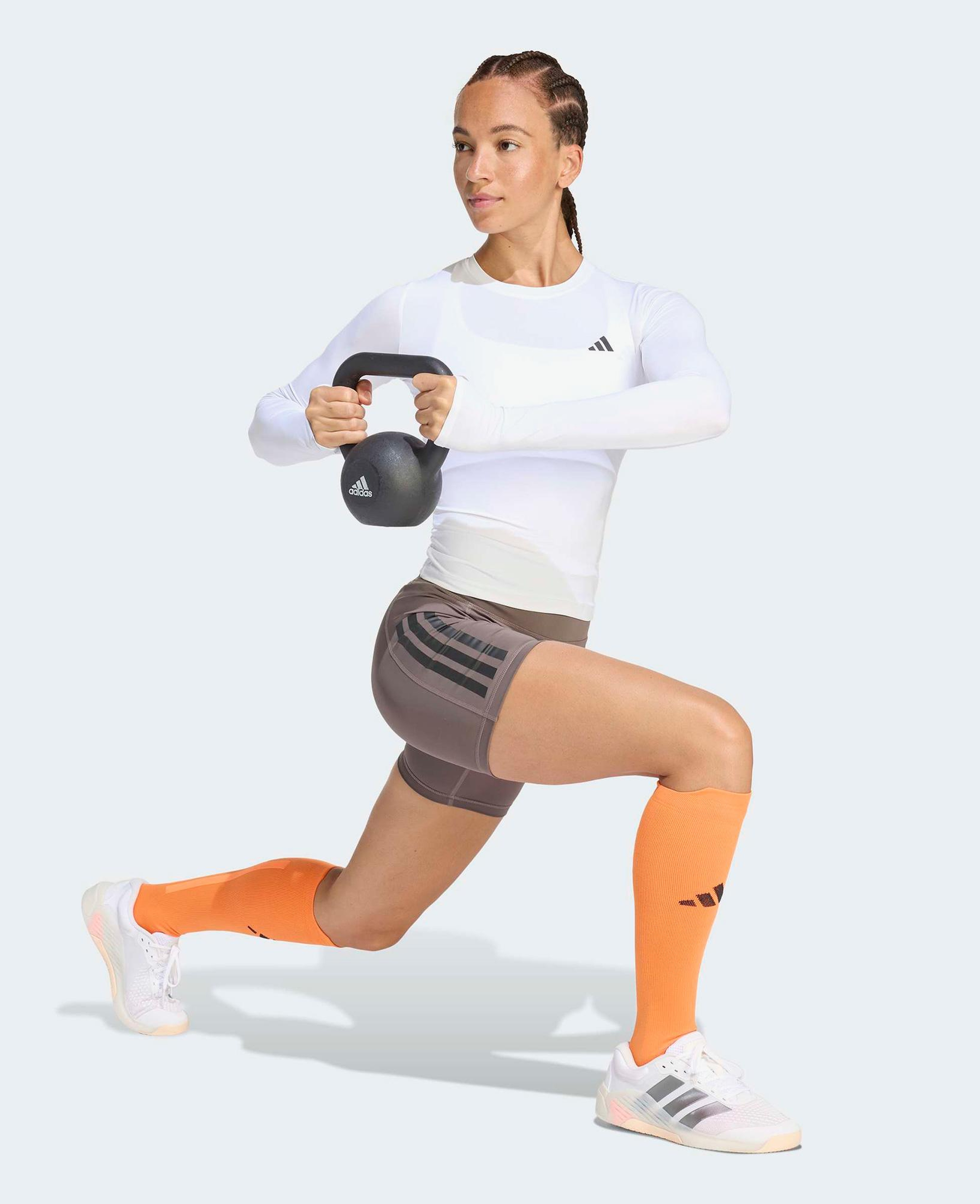 adidas Optime Workout 3Stripes Kadın Gri Antrenman Taytı